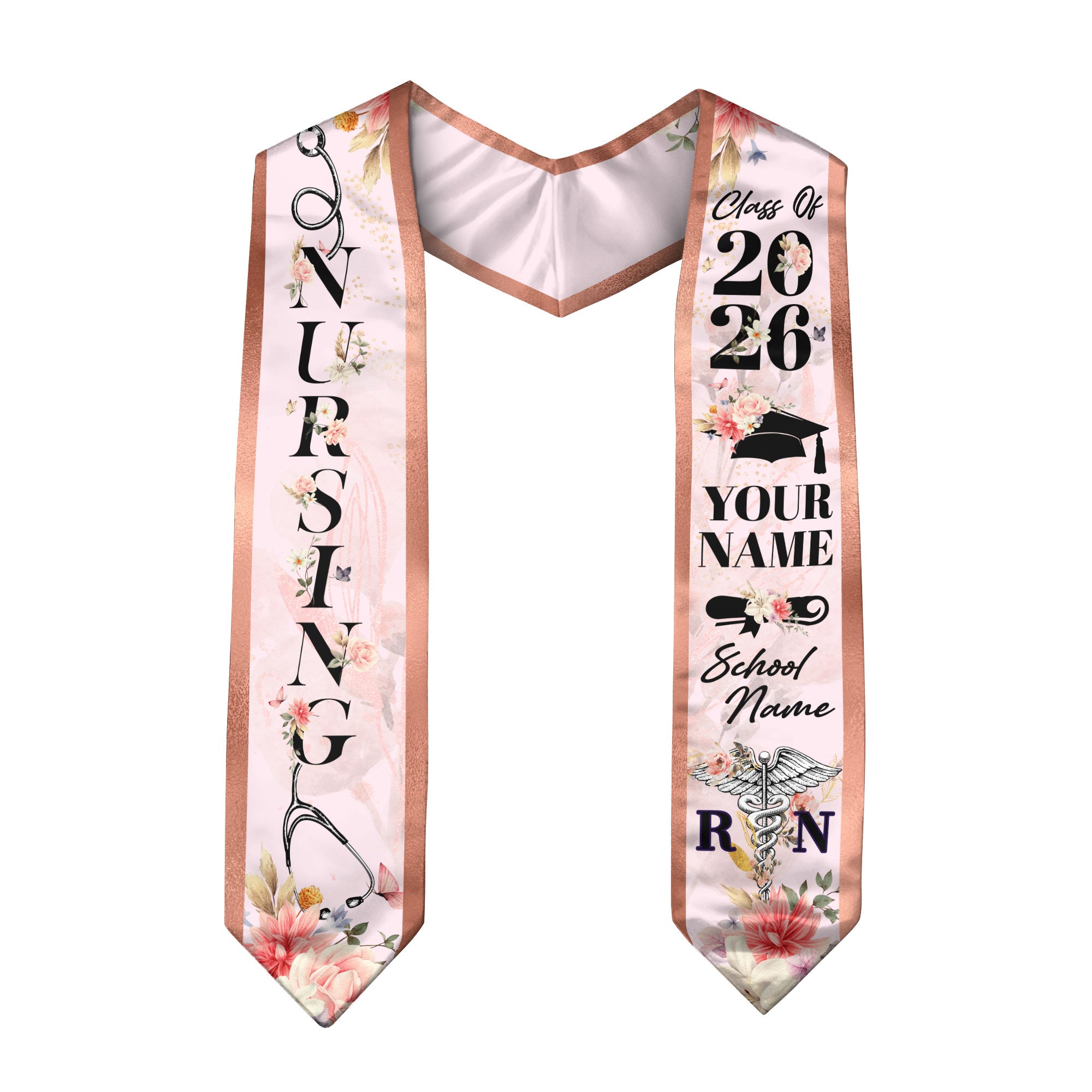 Custom RN Graduation Stole 2026, Nursing Stole Sash for Nurses, Class of 2026 Gift