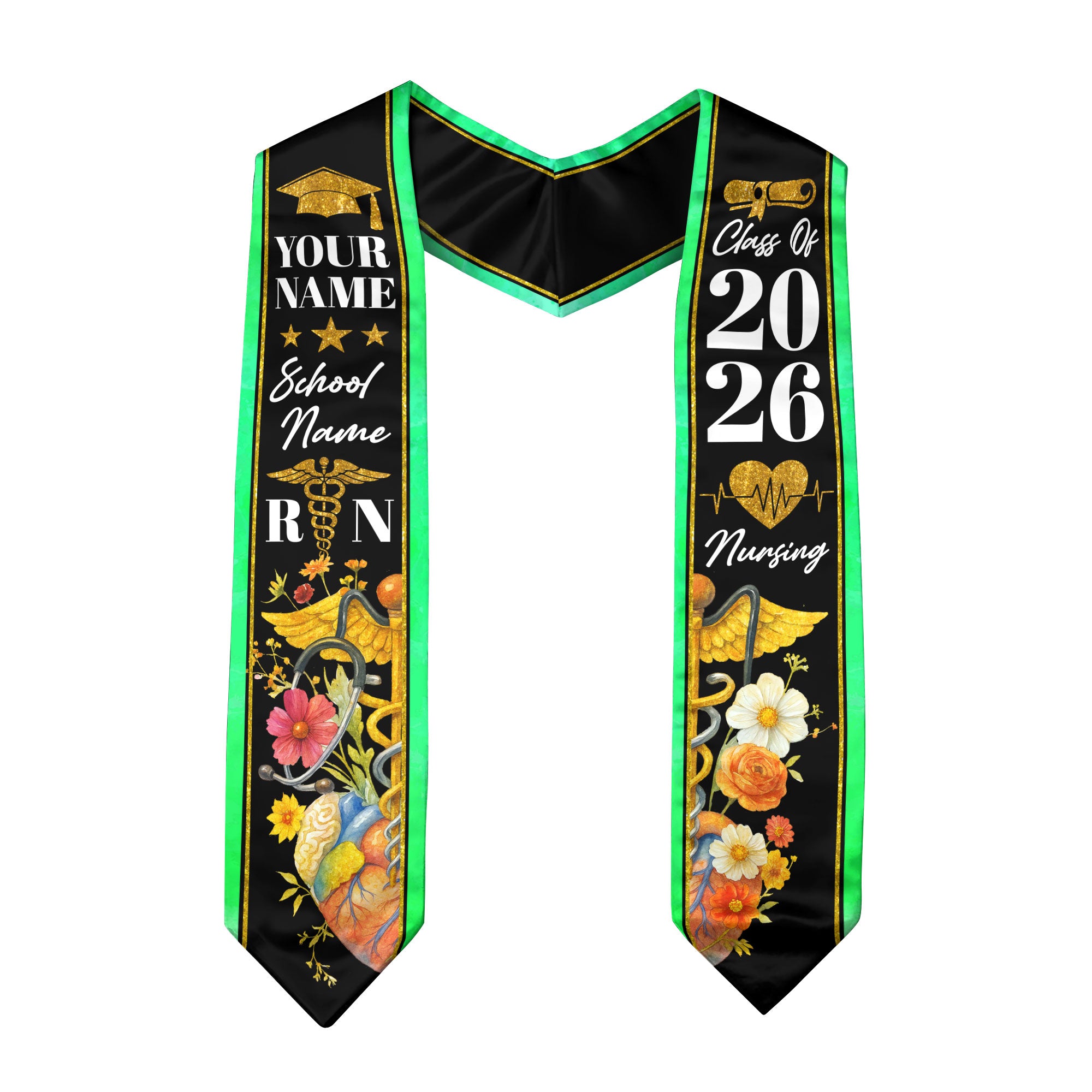 2026 Nursing Graduation Sash, Custom RN Nurse Stole, BSN Style for Class of 2026