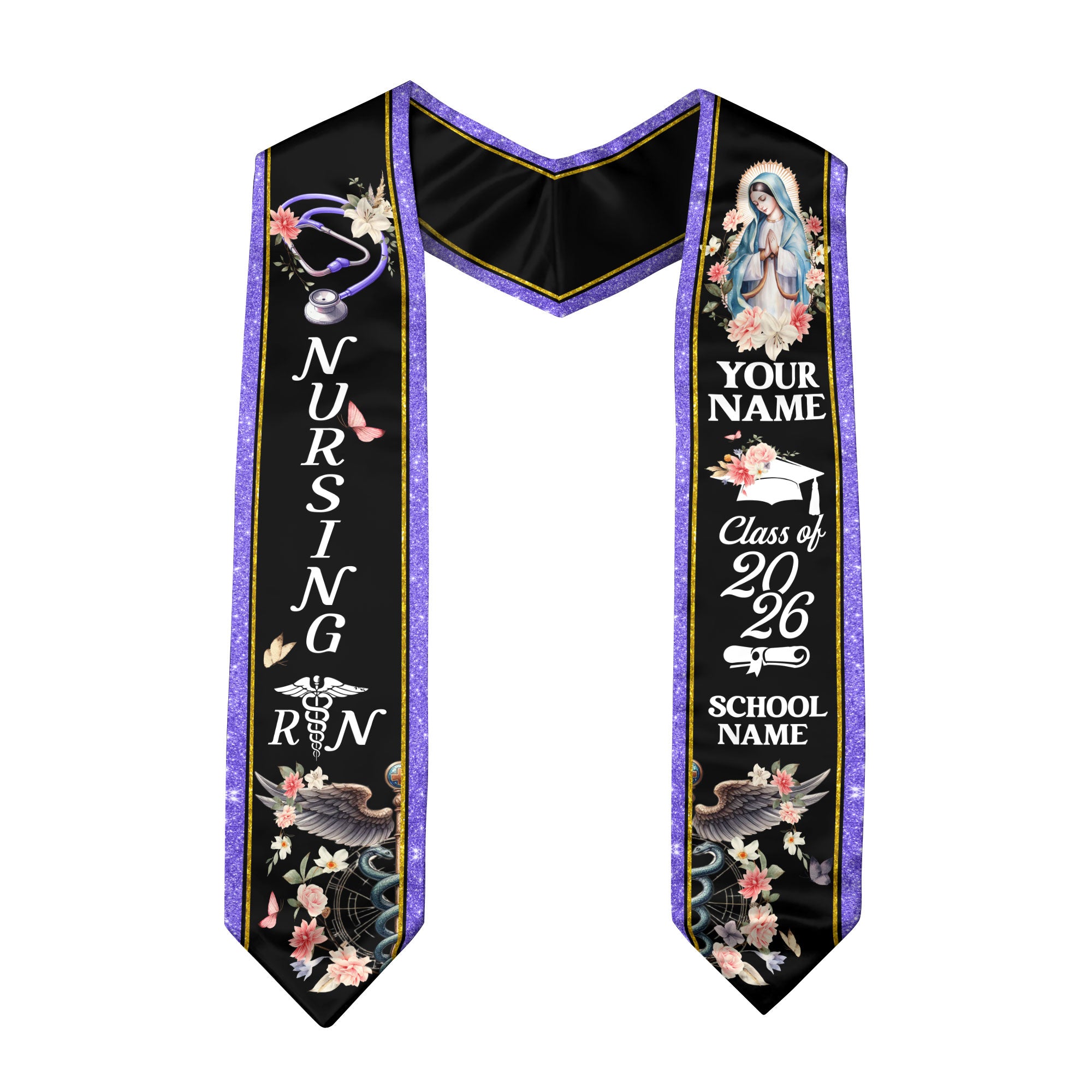 Customized RN and BSN Graduation Stole, Nursing Graduation Sash for Class of 2026