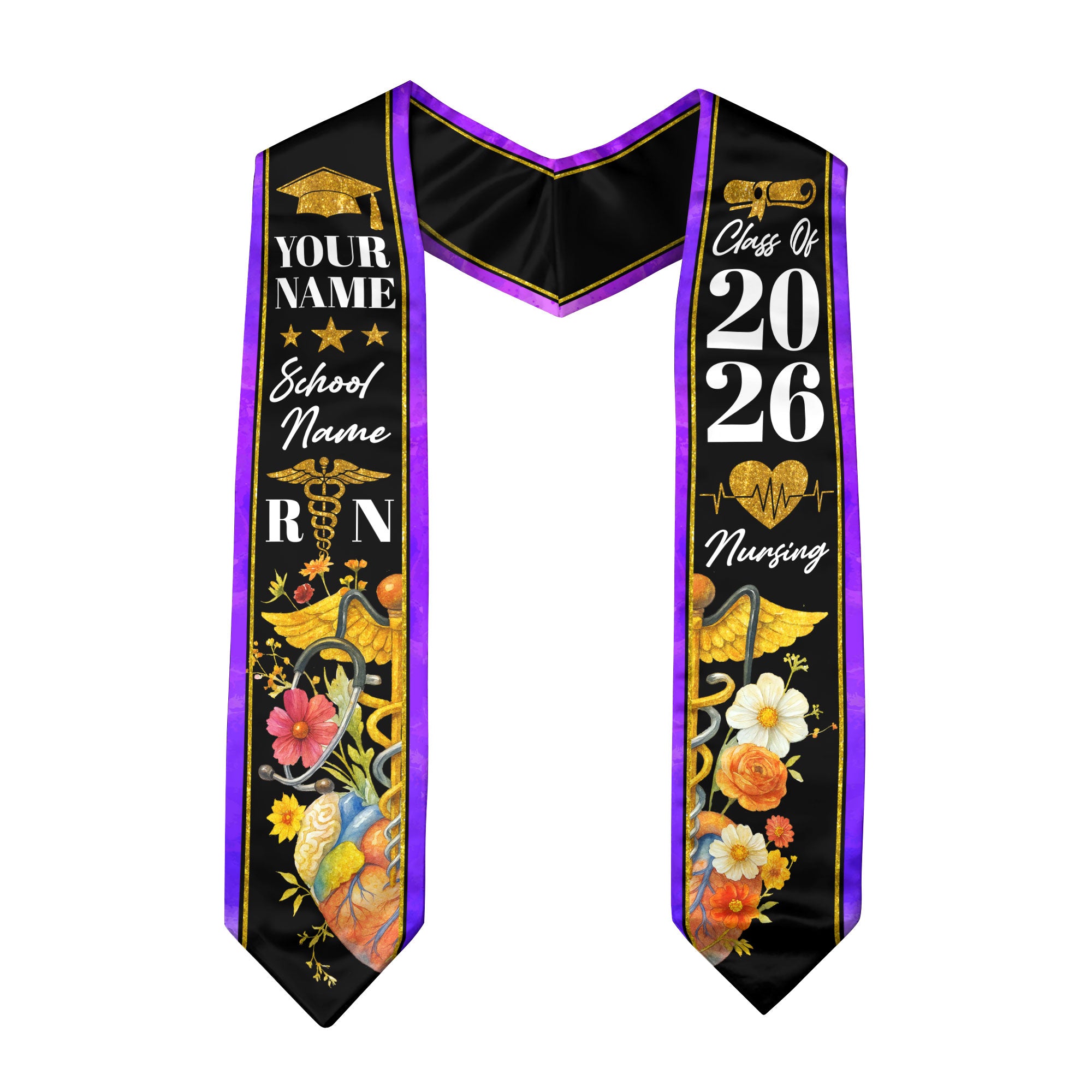 2026 Nursing Graduation Sash, Custom RN Nurse Stole, BSN Style for Class of 2026