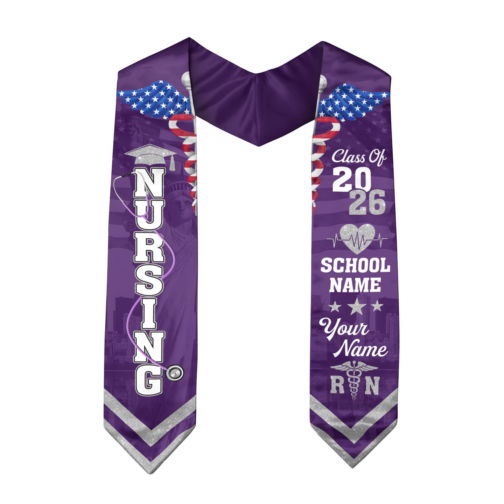Customized Nursing Graduation Sash for RN Graduates, BSN Nurse Stole Class of 2026