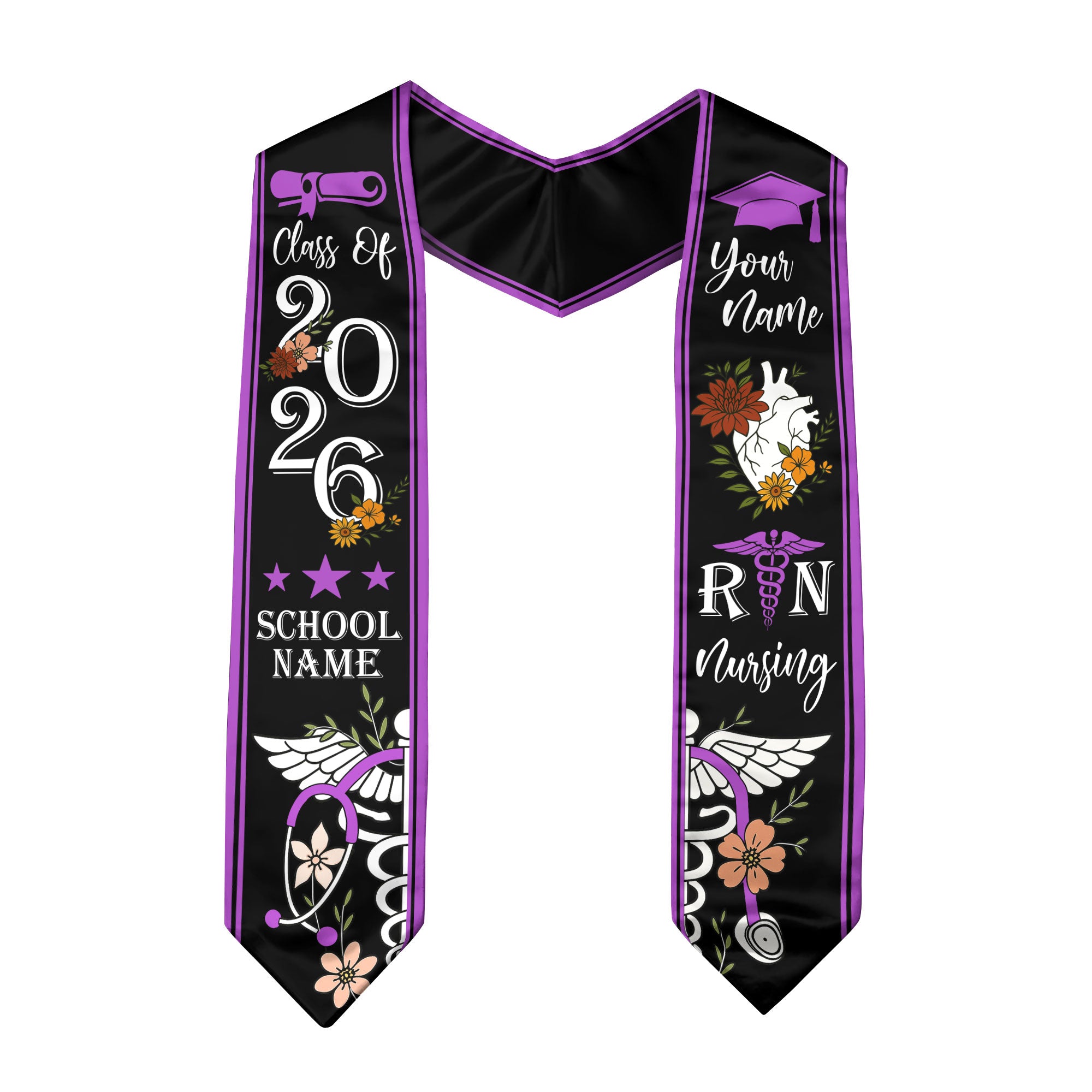 RN Nurse Graduation Sash 2026, Custom Nursing Stole, BSN Stole for Class of 2026