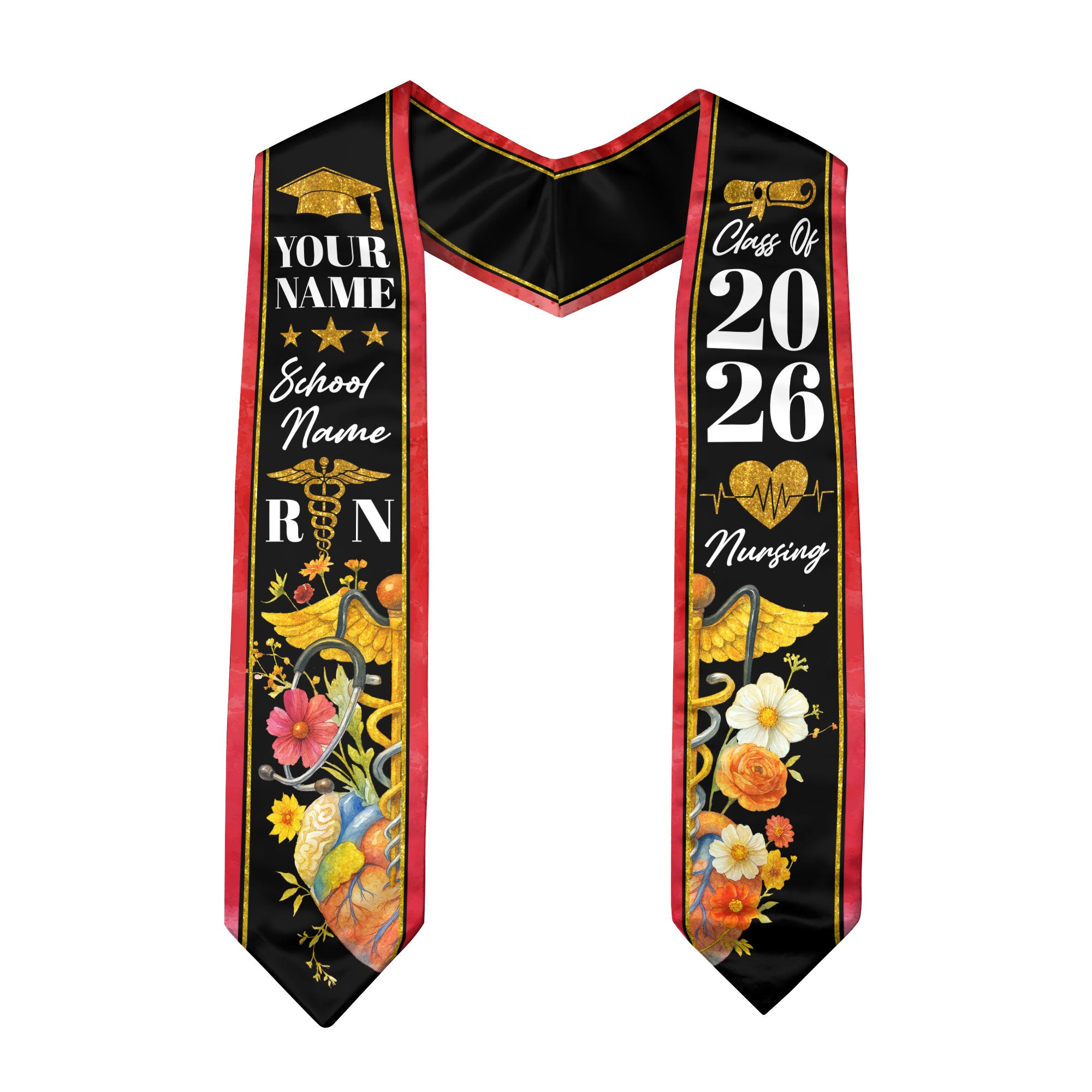 2026 Nursing Graduation Sash, Custom RN Nurse Stole, BSN Style for Class of 2026