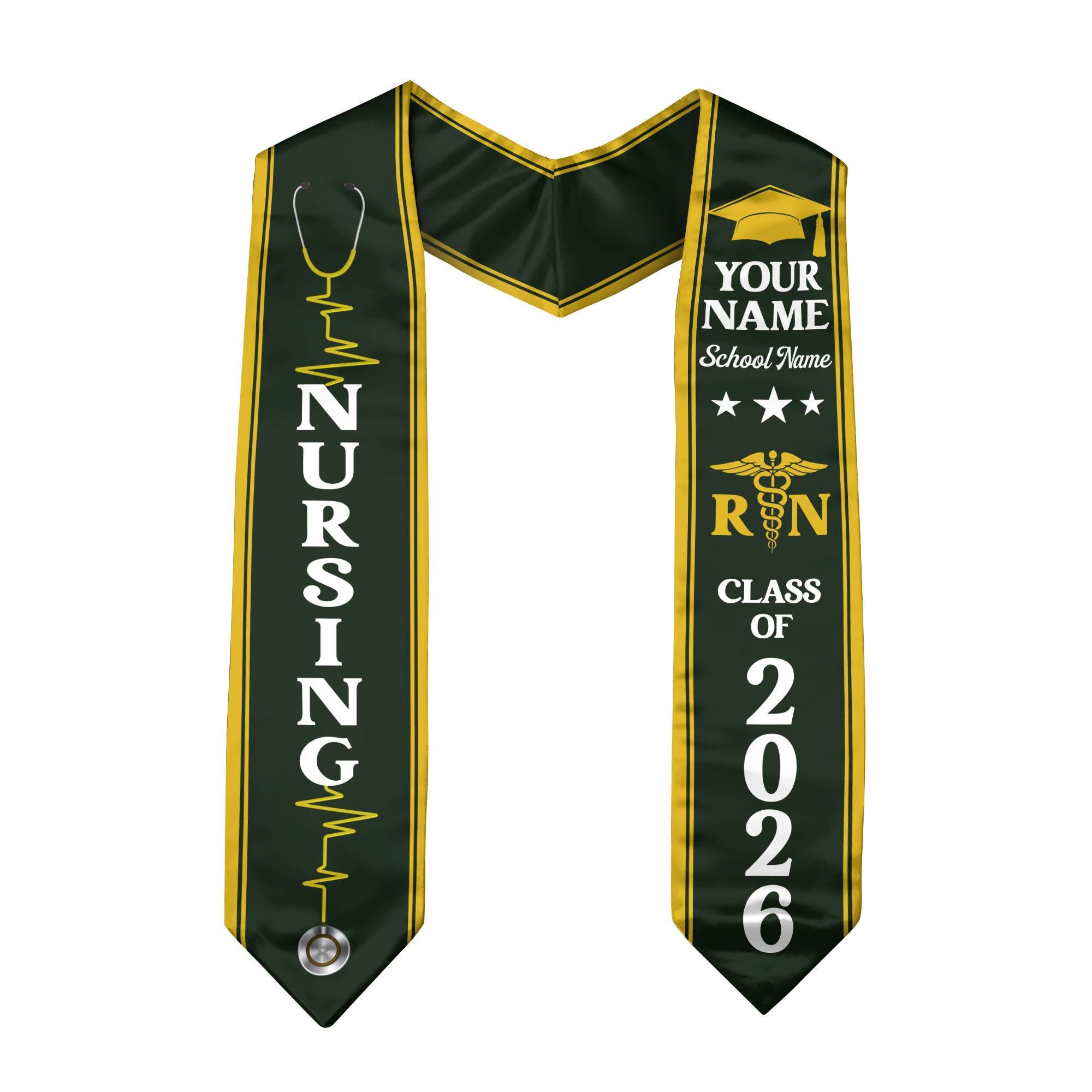 Customized Nursing Graduation Stole for RN and BSN Students, Graduation Sash 2026