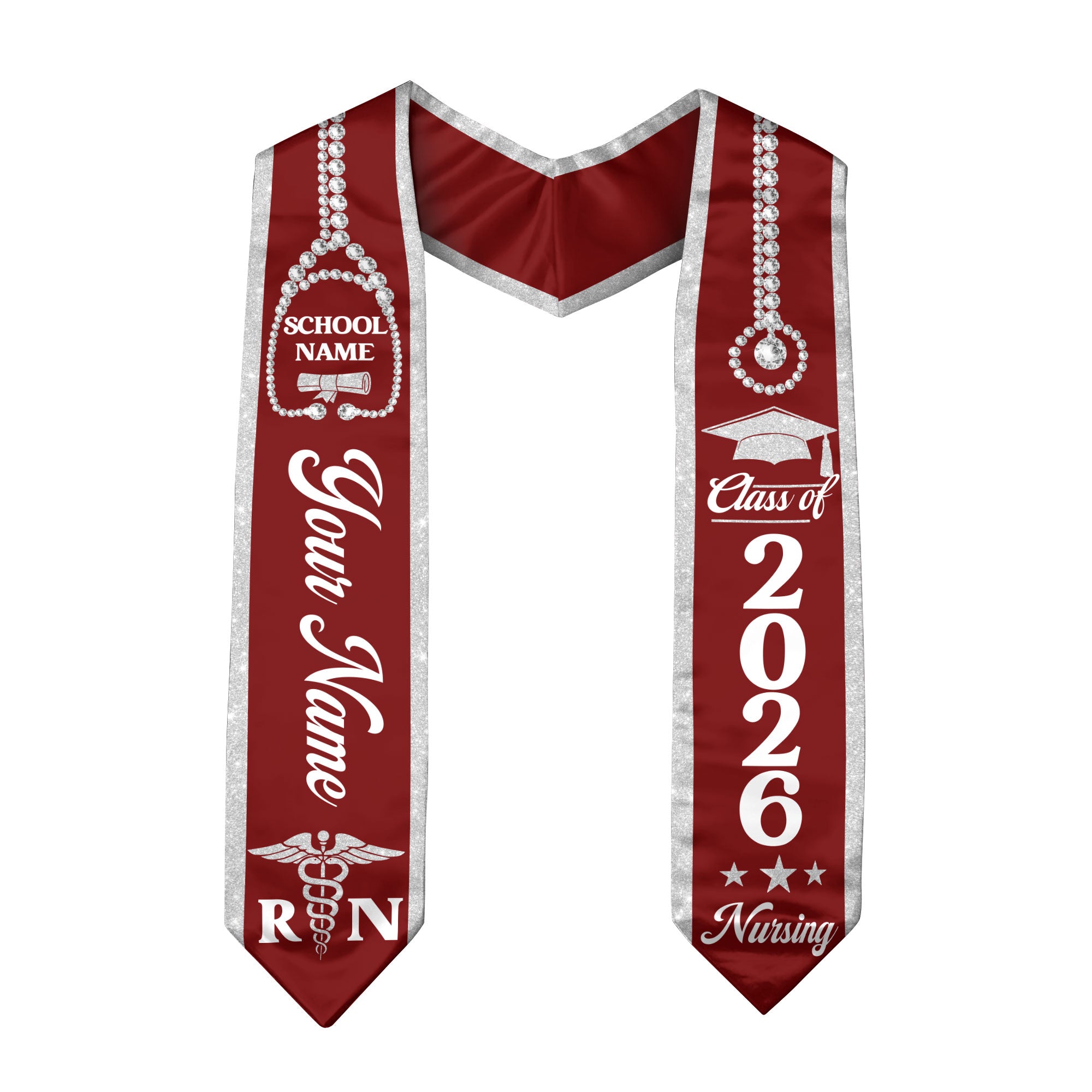Customized RN Nurse Graduation Stole, BSN Nursing Graduation Sash for Class of 2026