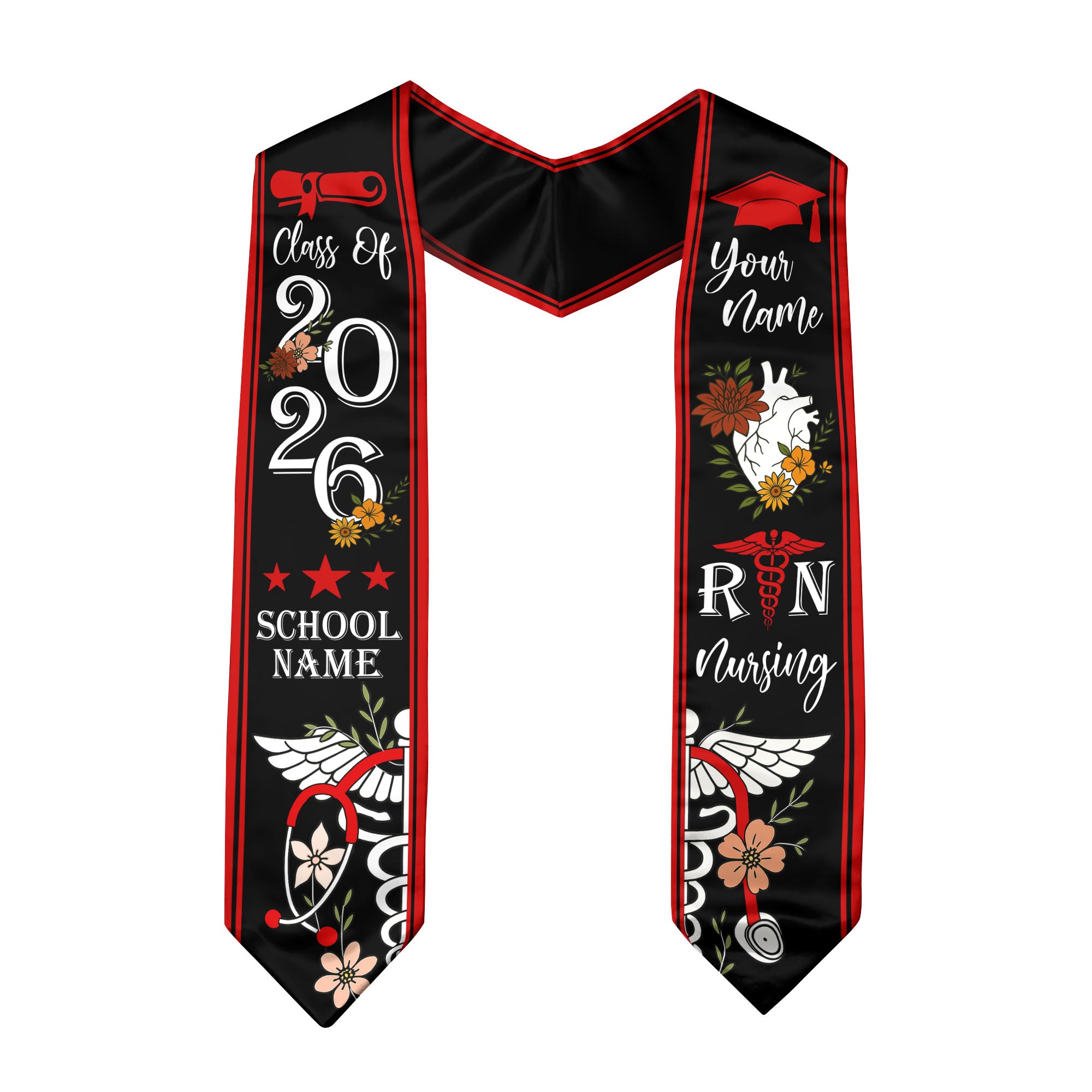 RN Nurse Graduation Sash 2026, Custom Nursing Stole, BSN Stole for Class of 2026