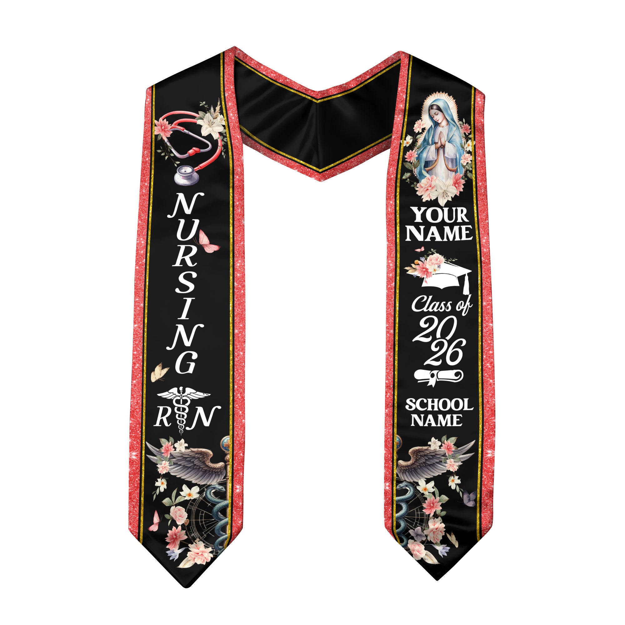 Customized RN and BSN Graduation Stole, Nursing Graduation Sash for Class of 2026