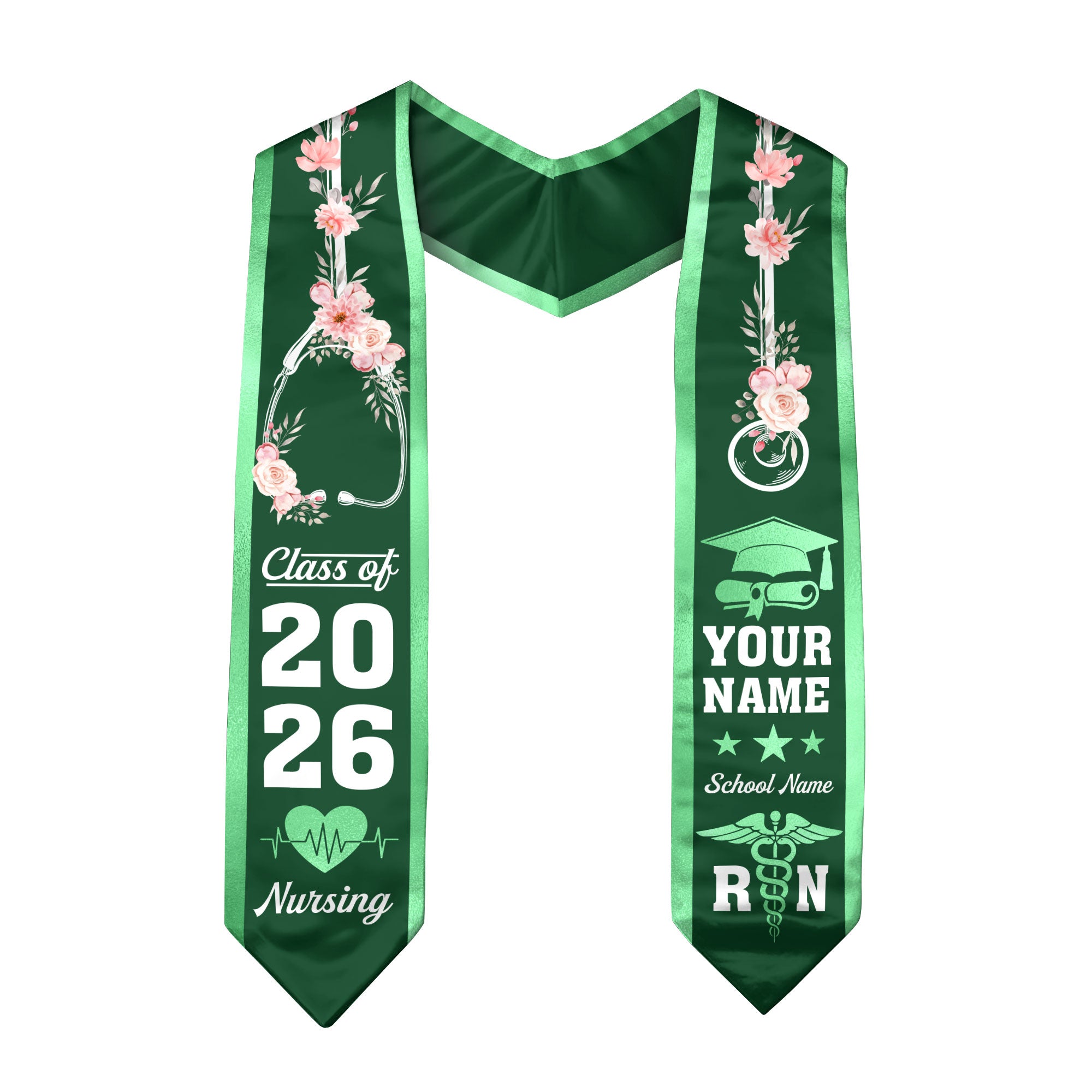 Customized RN Graduation Stole, Nursing Graduation Sash for BSN Nurses, Class of 2026