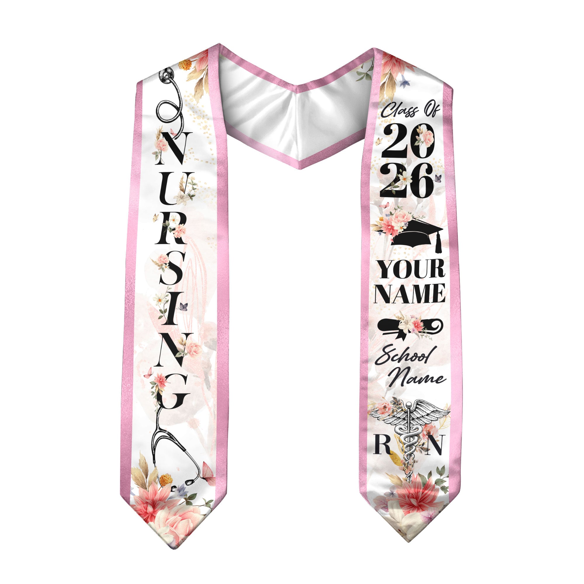 Custom RN Graduation Stole 2026, Nursing Stole Sash for Nurses, Class of 2026 Gift