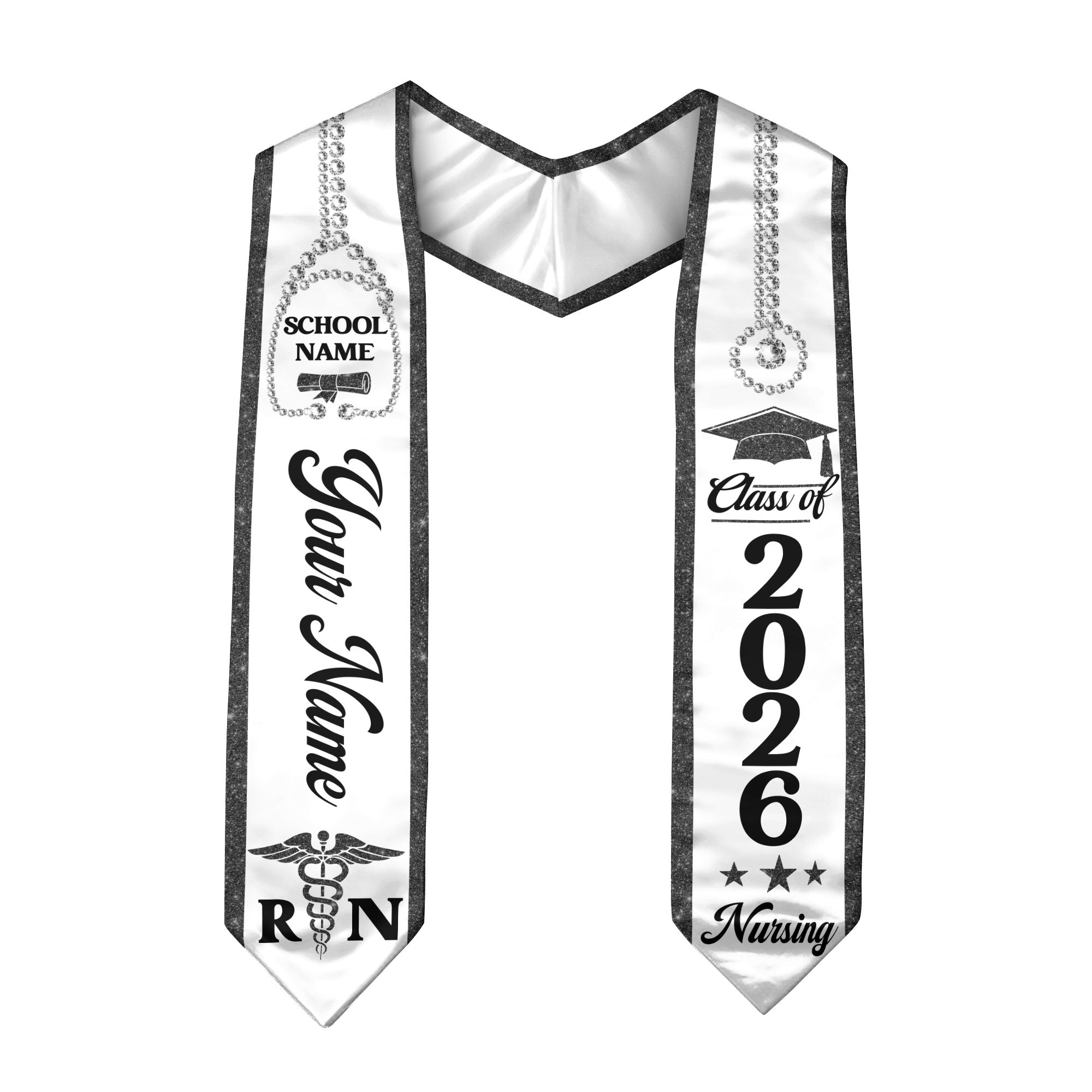 Customized RN Nurse Graduation Stole, BSN Nursing Graduation Sash for Class of 2026
