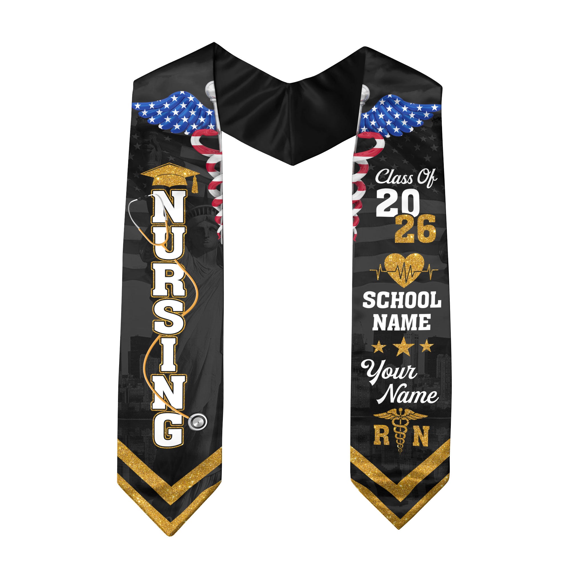 Customized Nursing Graduation Sash for RN Graduates, BSN Nurse Stole Class of 2026