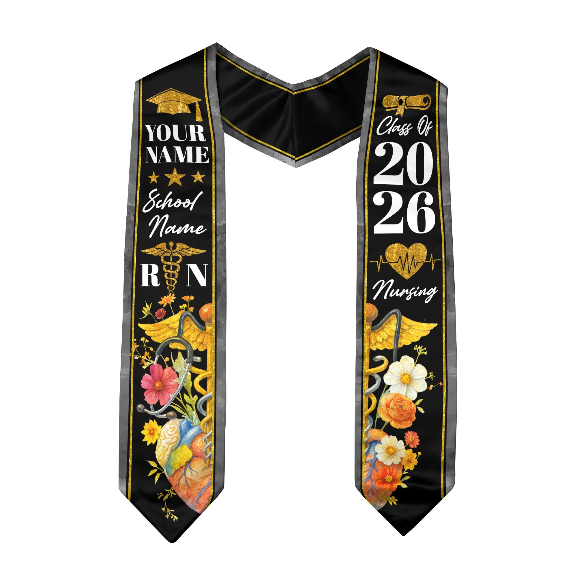 2026 Nursing Graduation Sash, Custom RN Nurse Stole, BSN Style for Class of 2026