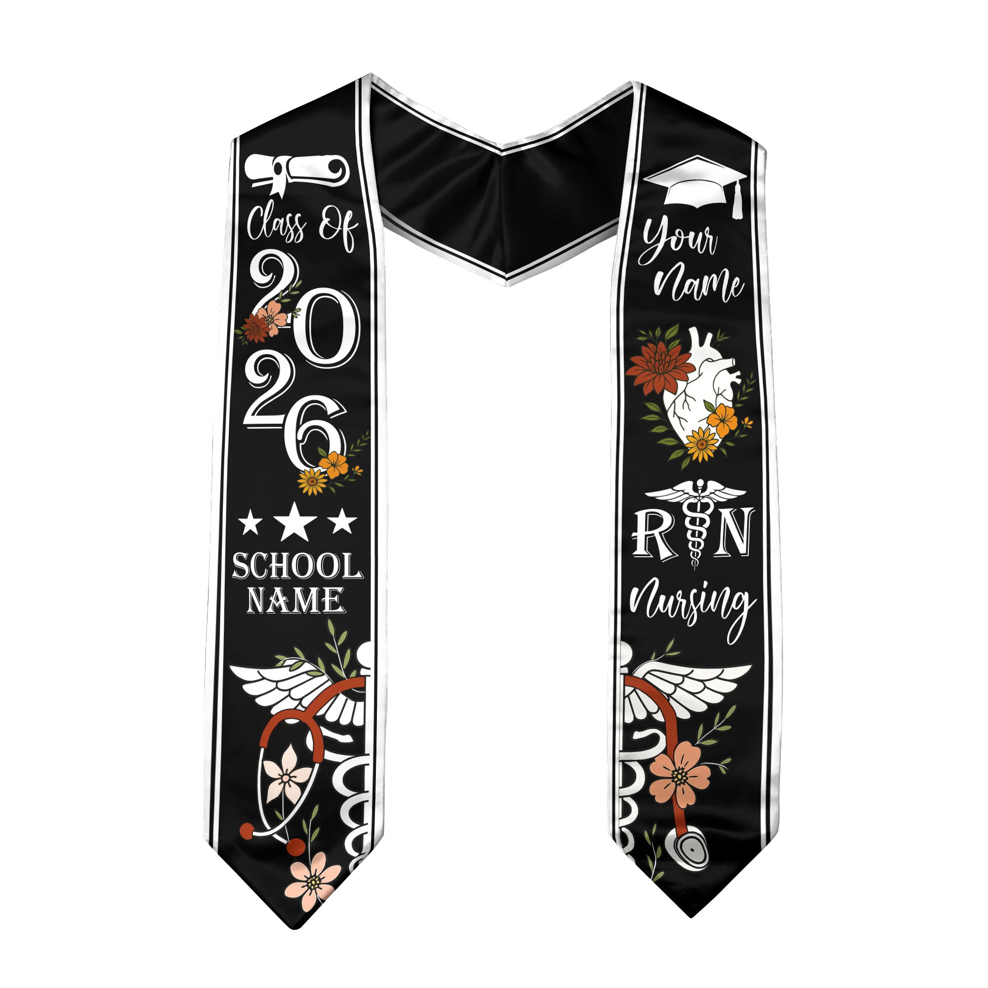RN Nurse Graduation Sash 2026, Custom Nursing Stole, BSN Stole for Class of 2026