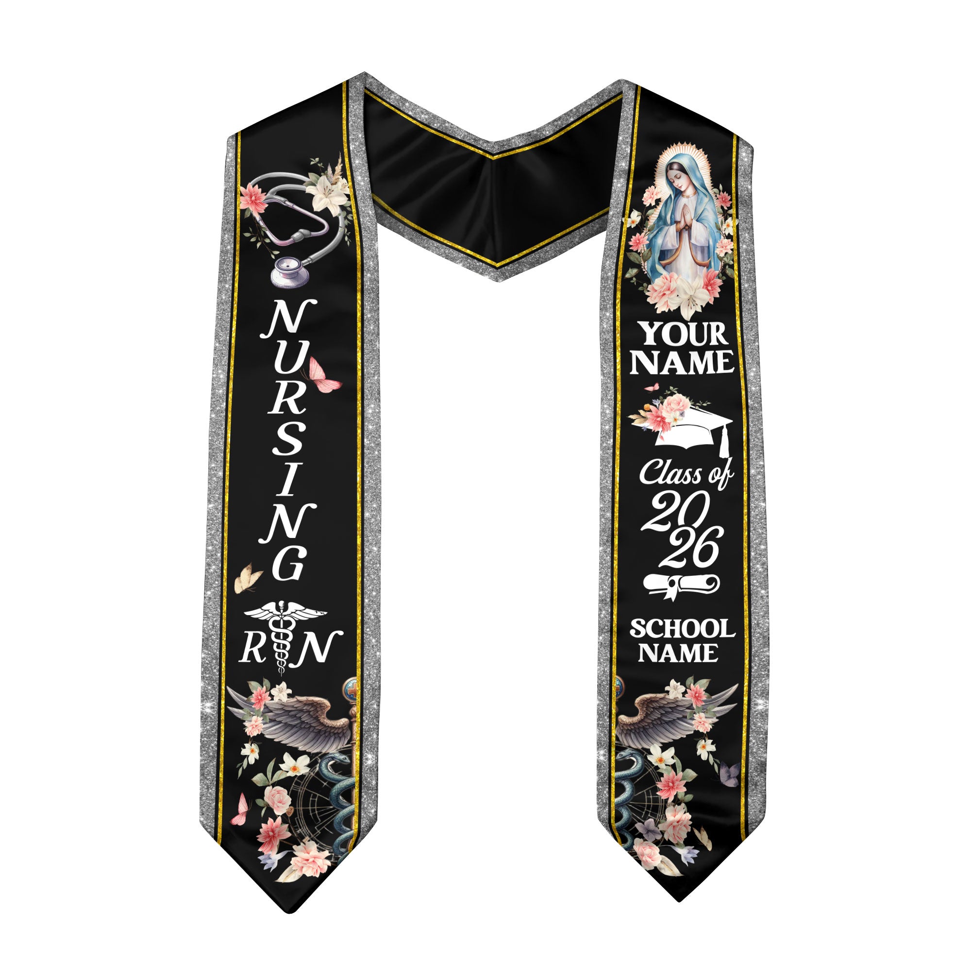 Customized RN and BSN Graduation Stole, Nursing Graduation Sash for Class of 2026
