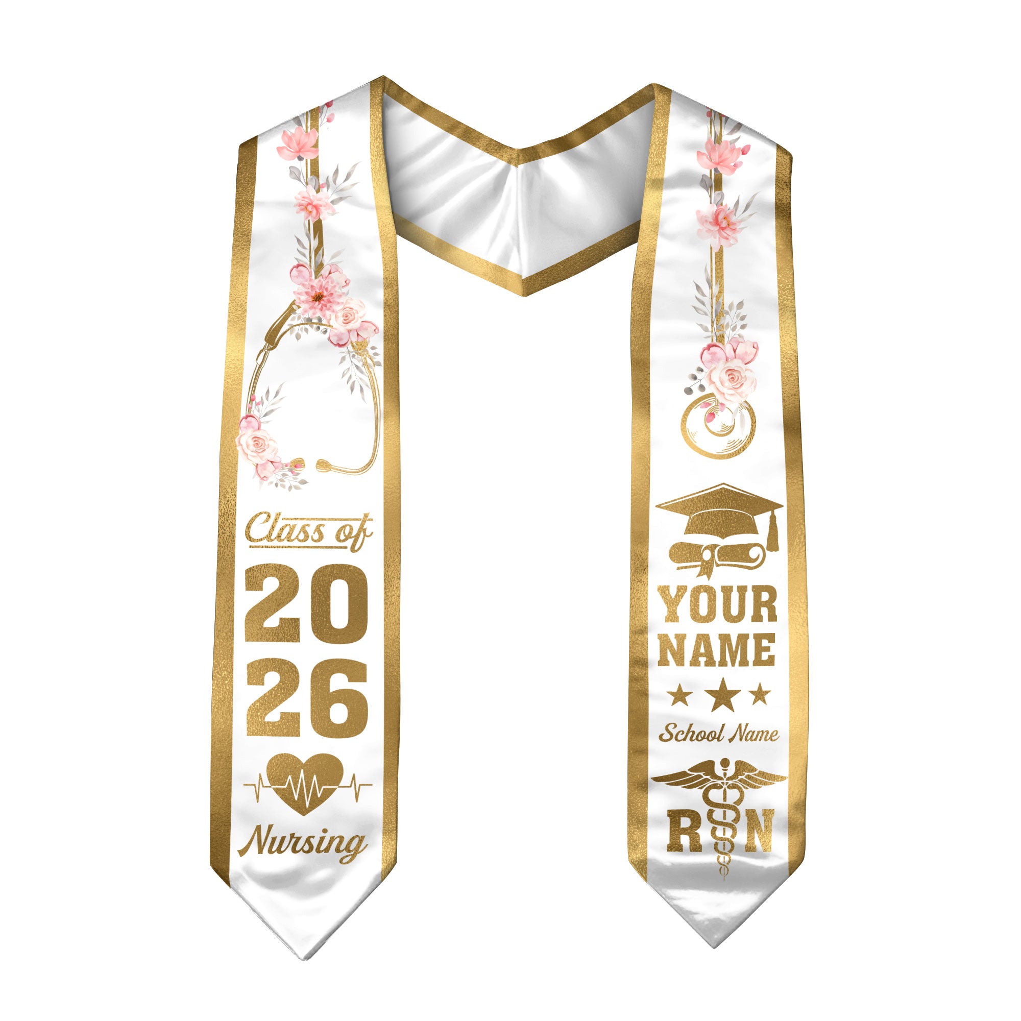 Customized RN Graduation Stole, Nursing Graduation Sash for BSN Nurses, Class of 2026