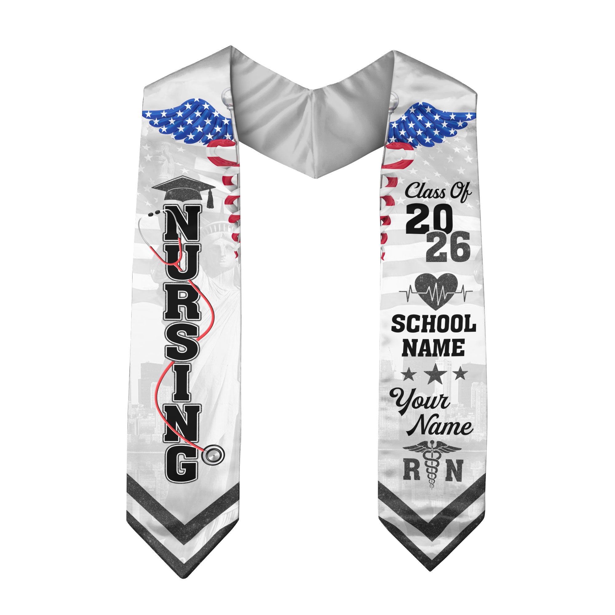 Customized Nursing Graduation Sash for RN Graduates, BSN Nurse Stole Class of 2026