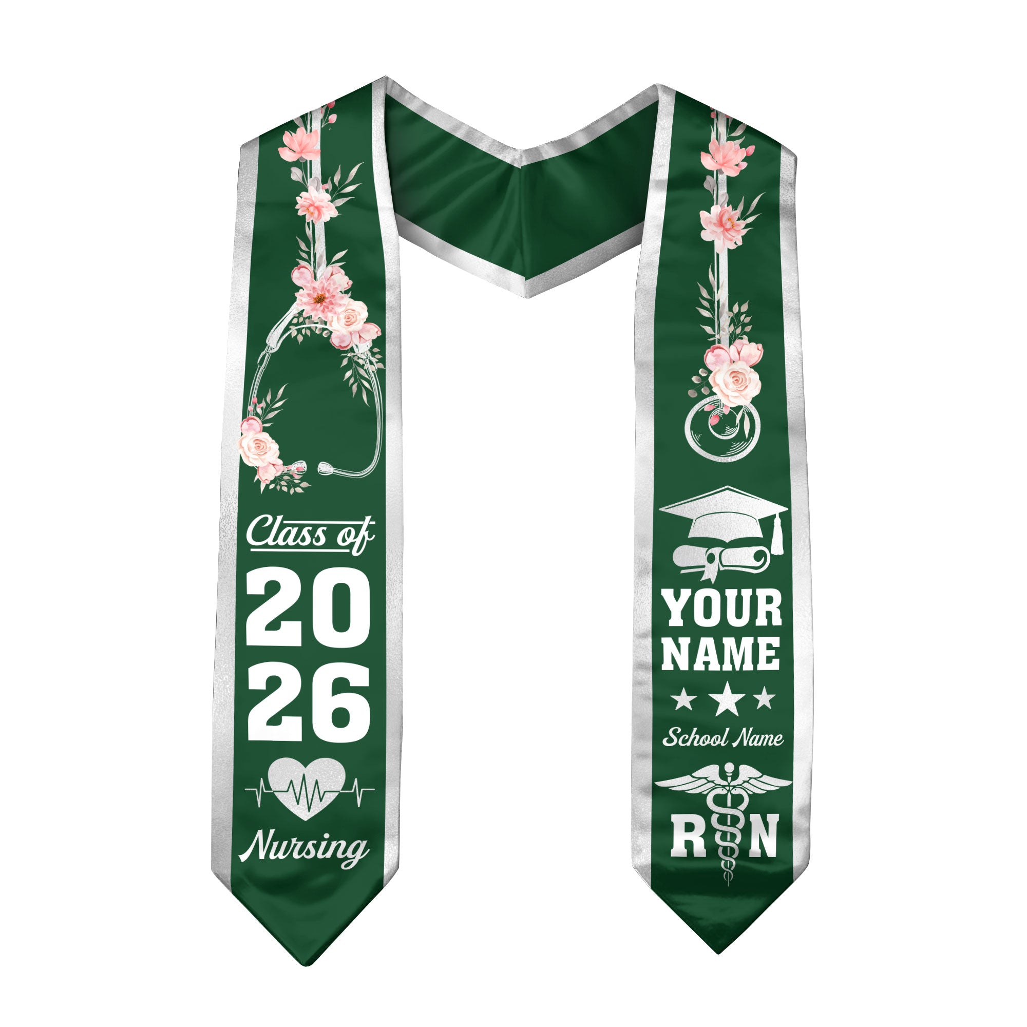 Customized RN Graduation Stole, Nursing Graduation Sash for BSN Nurses, Class of 2026