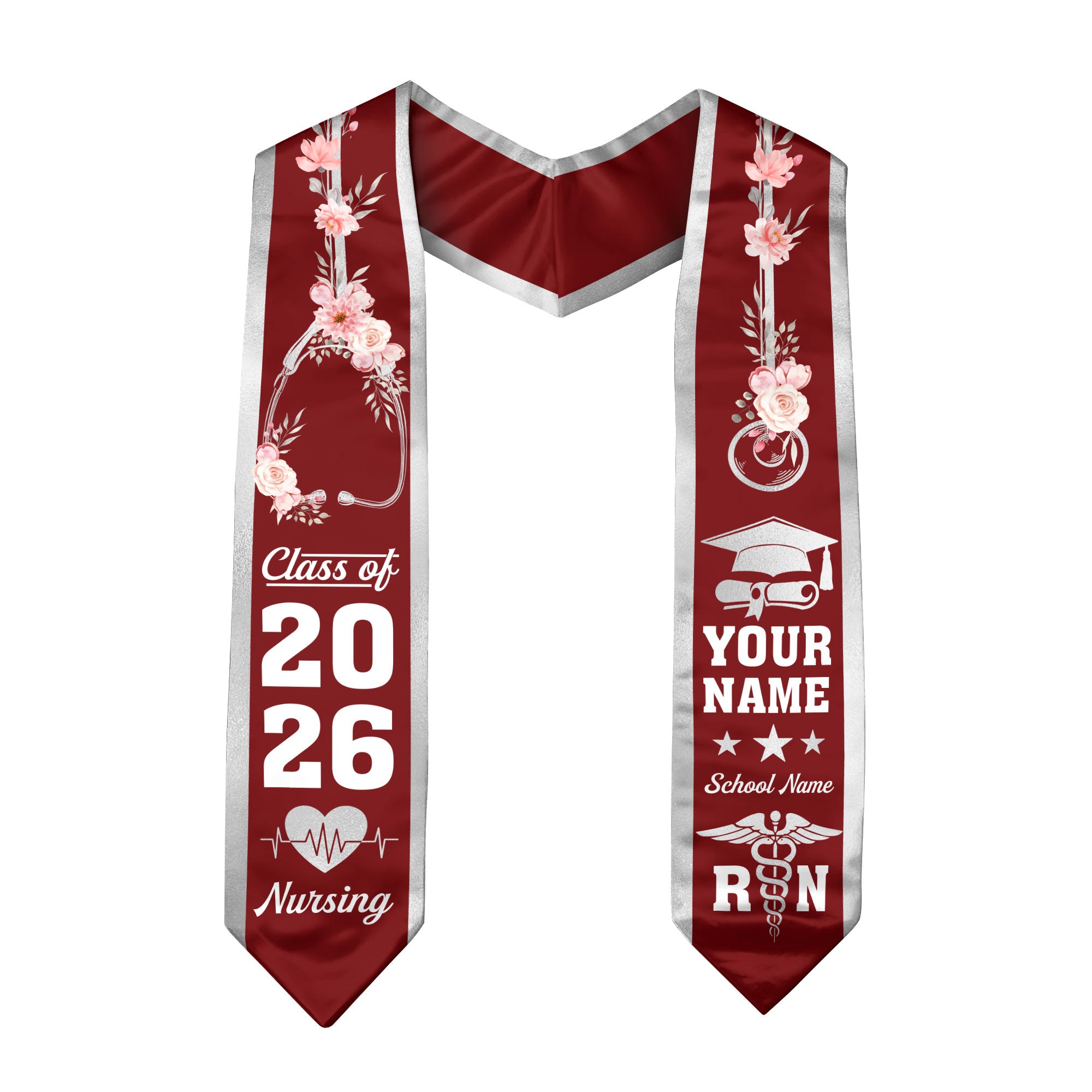 Customized RN Graduation Stole, Nursing Graduation Sash for BSN Nurses, Class of 2026