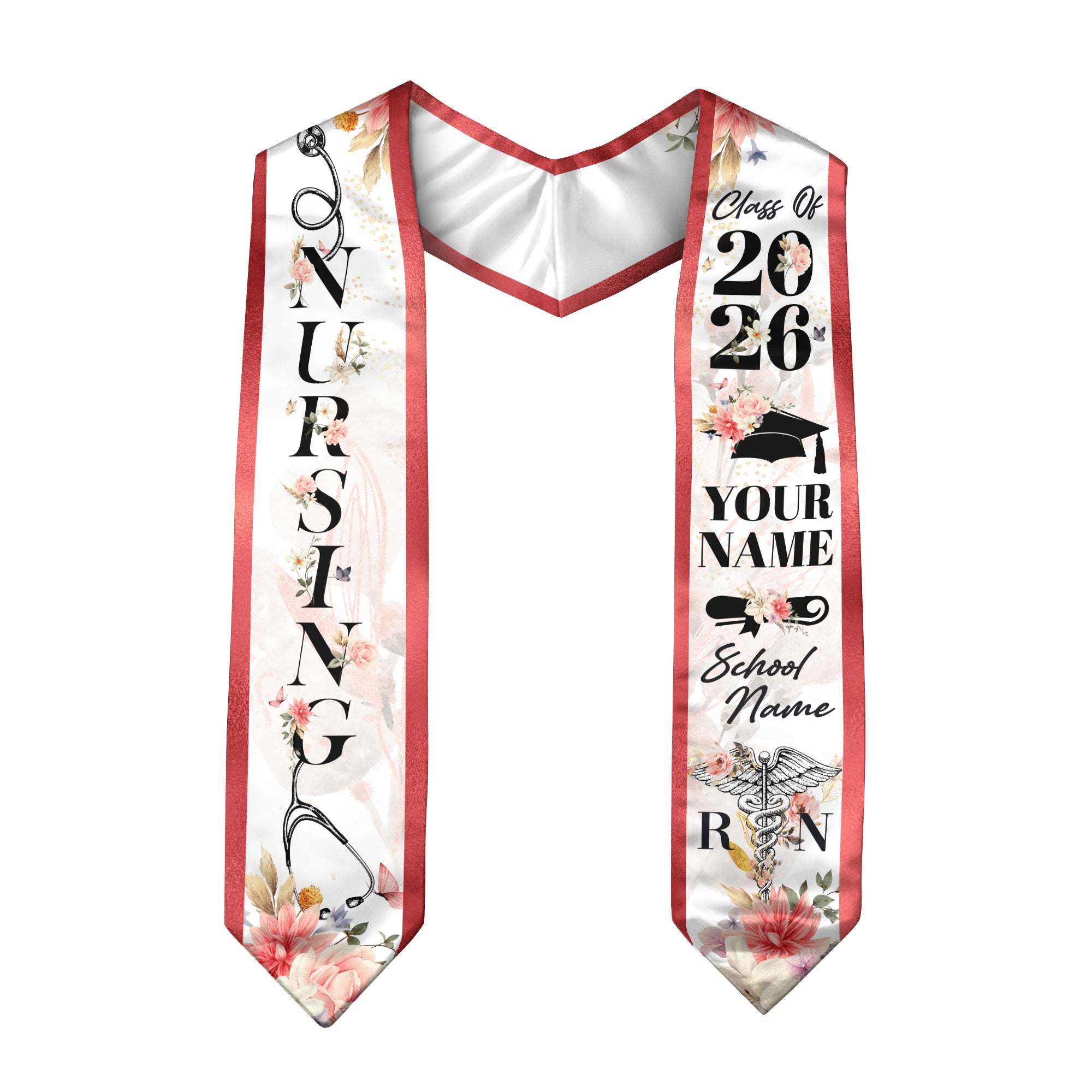 Custom RN Graduation Stole 2026, Nursing Stole Sash for Nurses, Class of 2026 Gift