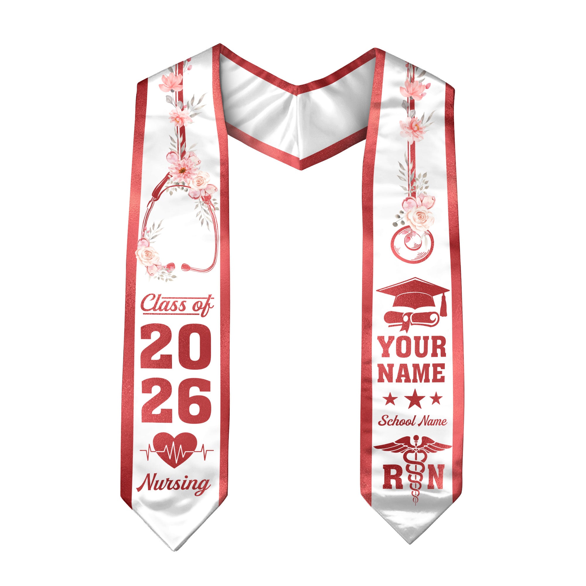 Customized RN Graduation Stole, Nursing Graduation Sash for BSN Nurses, Class of 2026