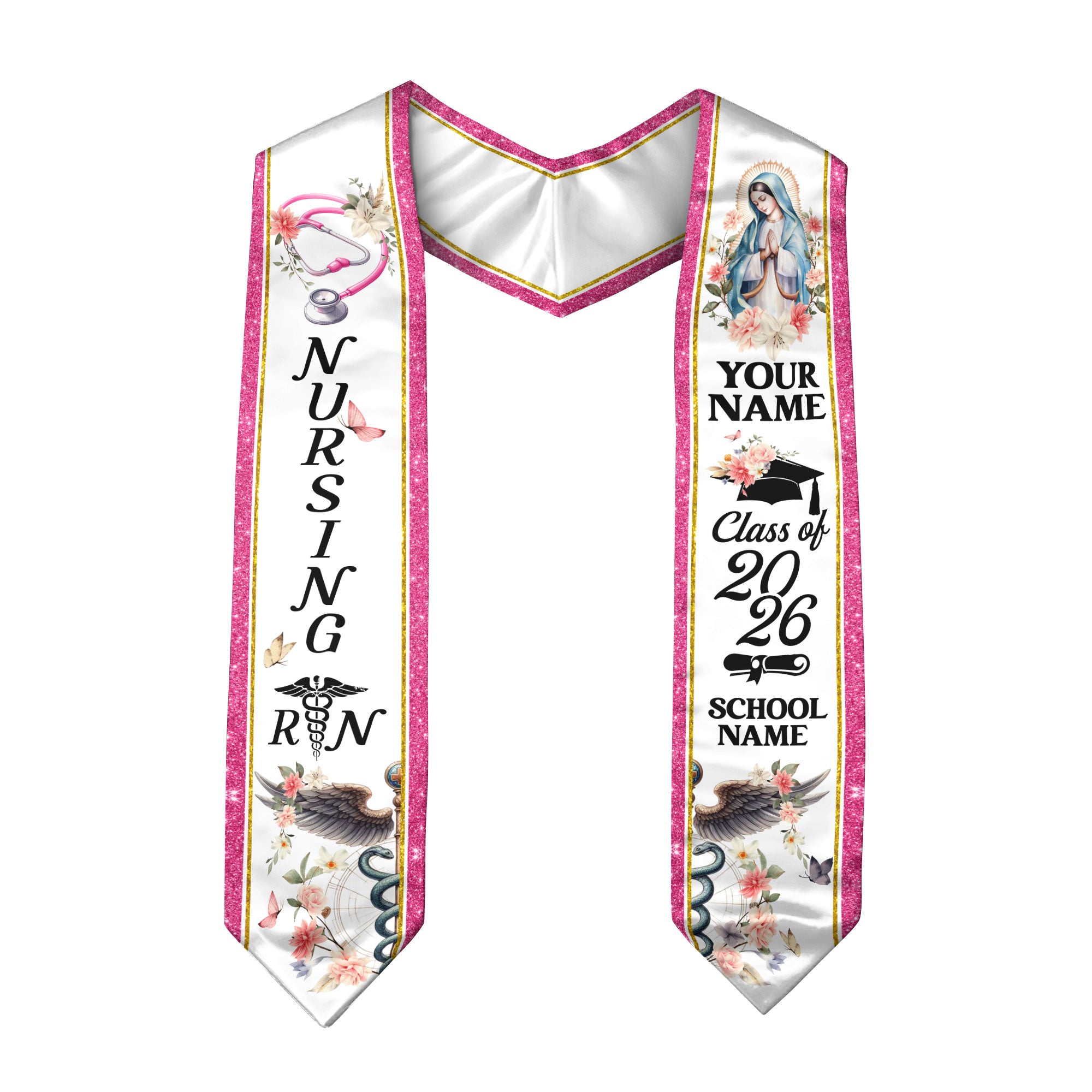 Customized RN and BSN Graduation Stole, Nursing Graduation Sash for Class of 2026