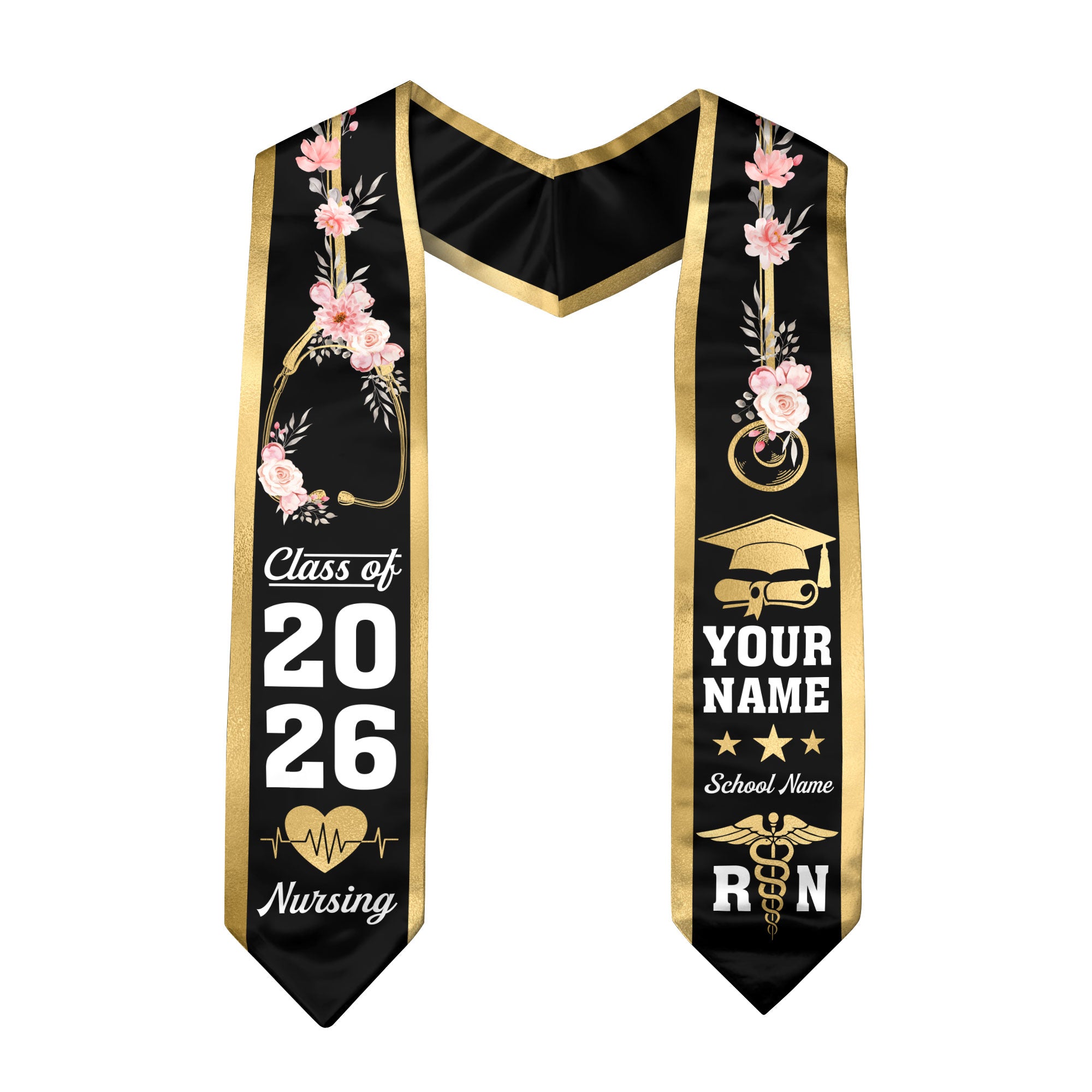 Customized RN Graduation Stole, Nursing Graduation Sash for BSN Nurses, Class of 2026