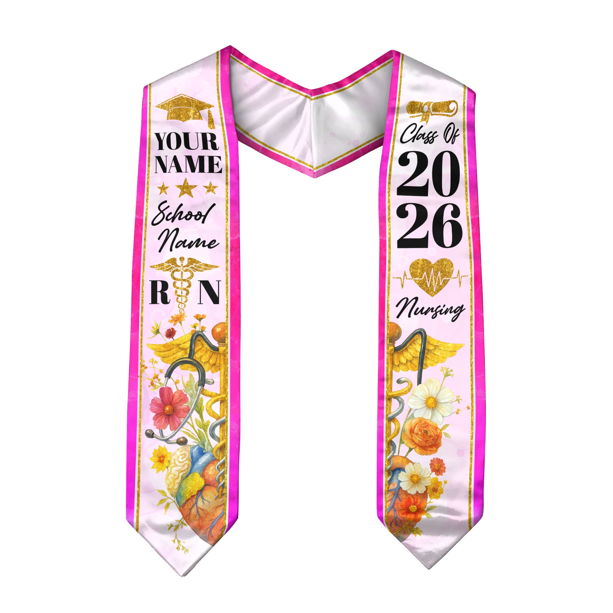 2026 Nursing Graduation Sash, Custom RN Nurse Stole, BSN Style for Class of 2026