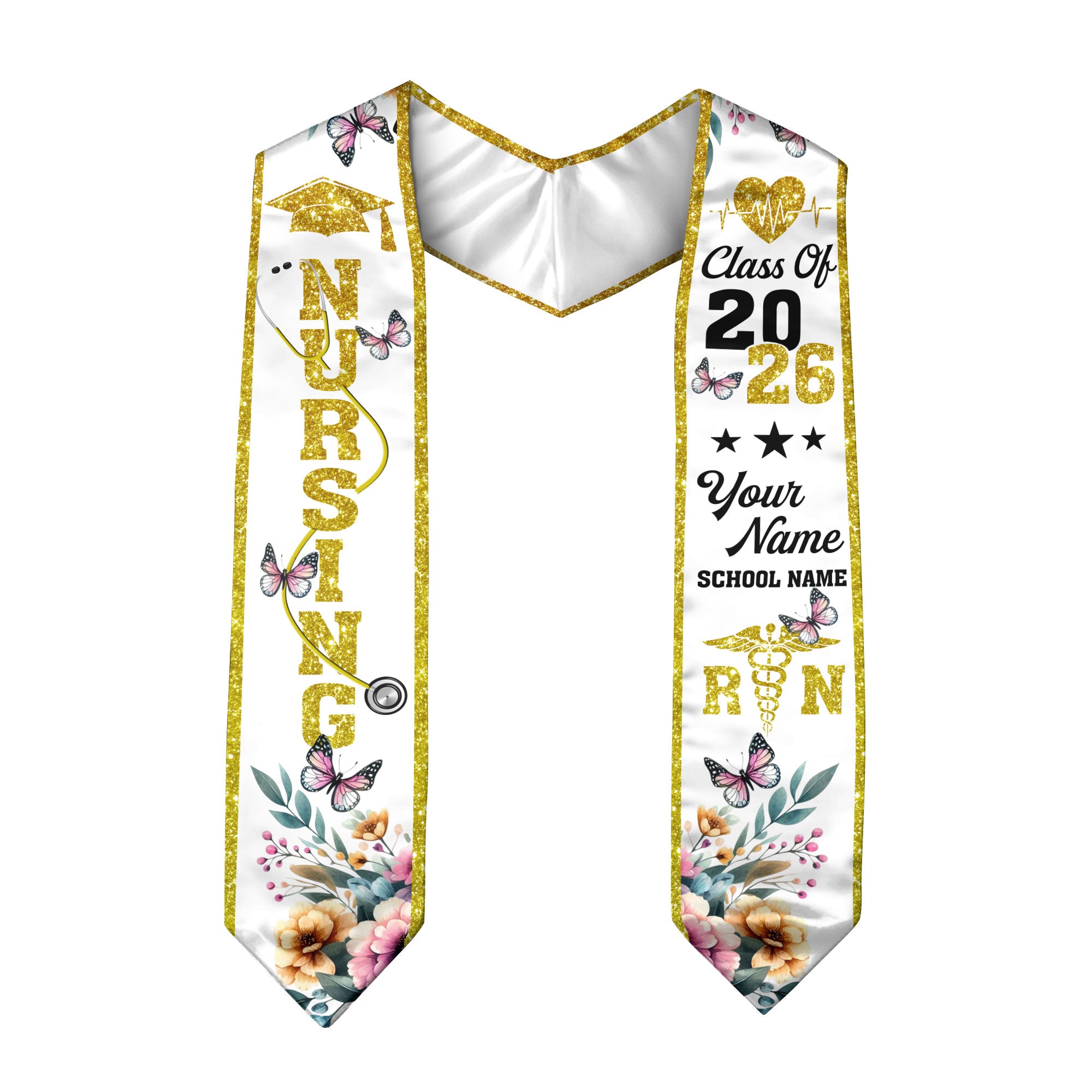 Customized RN Graduation Stole for Nursing School, BSN Nurse Graduation Sash 2026