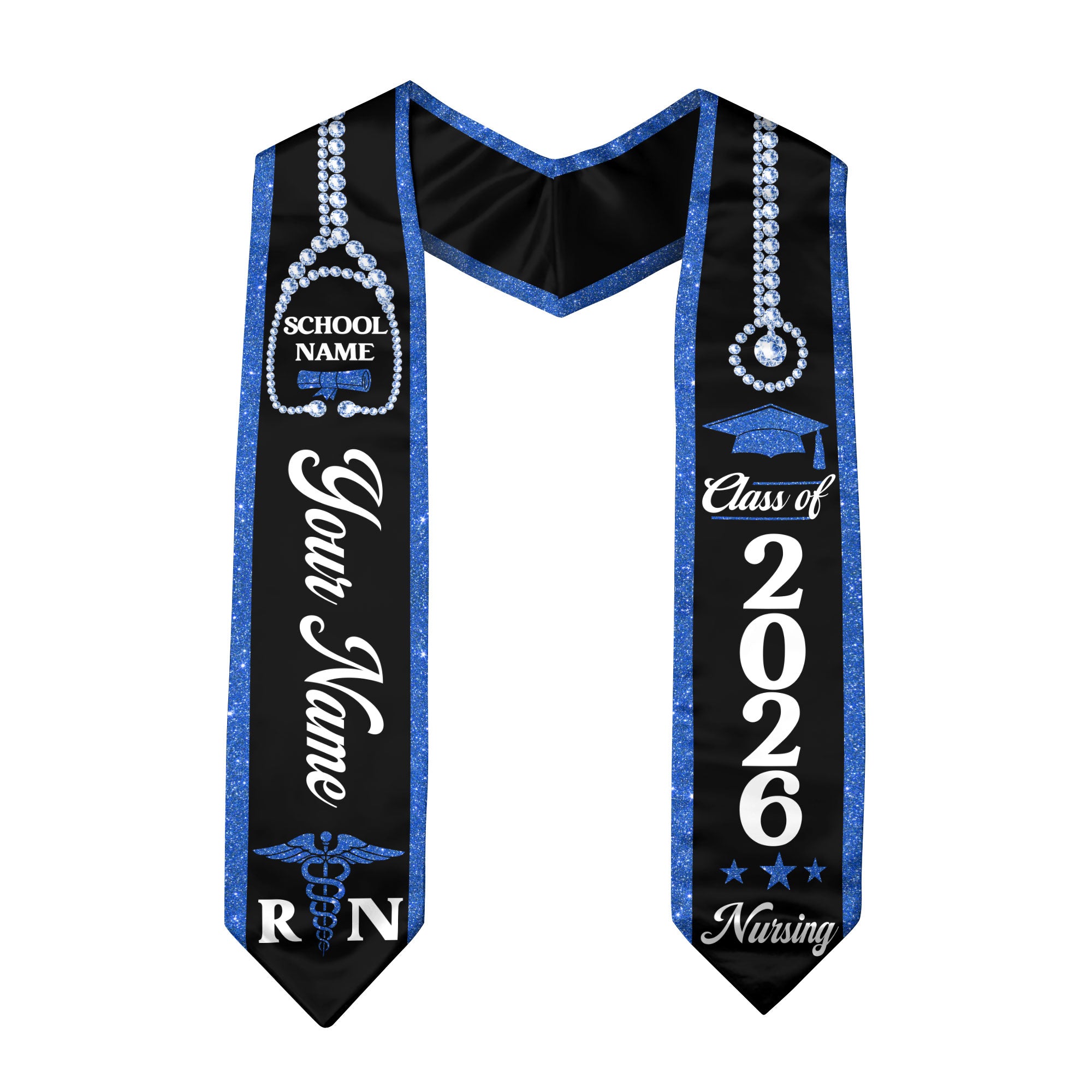 Customized RN Nurse Graduation Stole, BSN Nursing Graduation Sash for Class of 2026