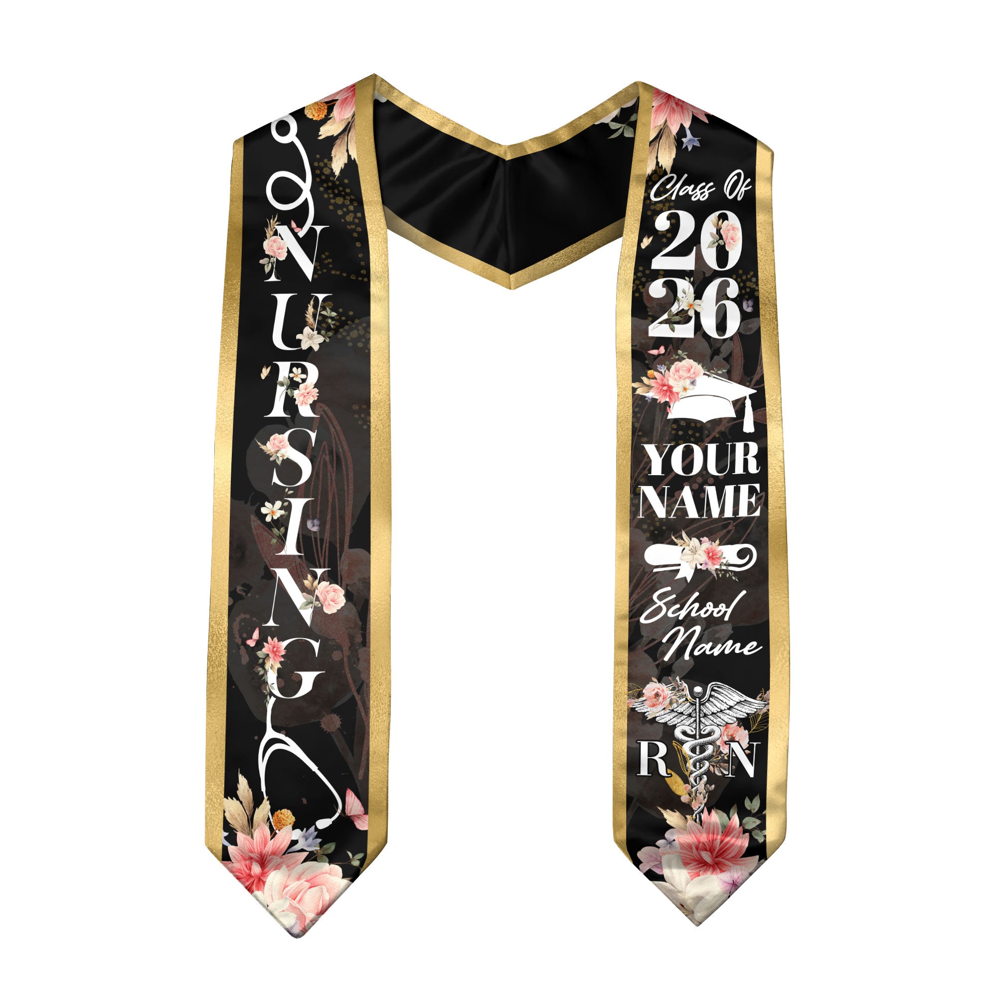 Custom RN Graduation Stole 2026, Nursing Stole Sash for Nurses, Class of 2026 Gift