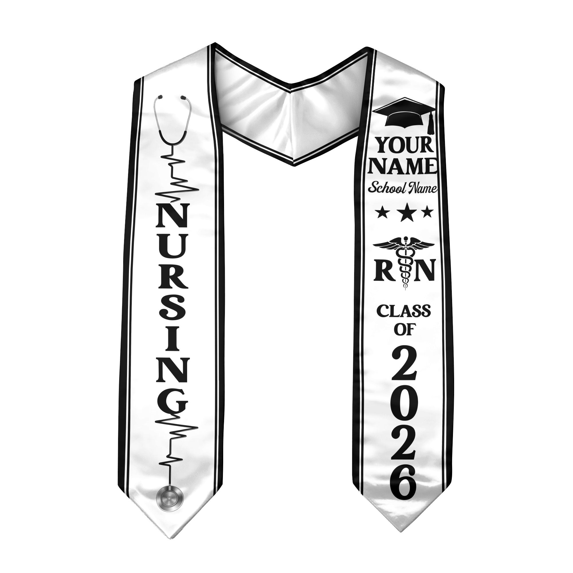 Customized Nursing Graduation Stole for RN and BSN Students, Graduation Sash 2026