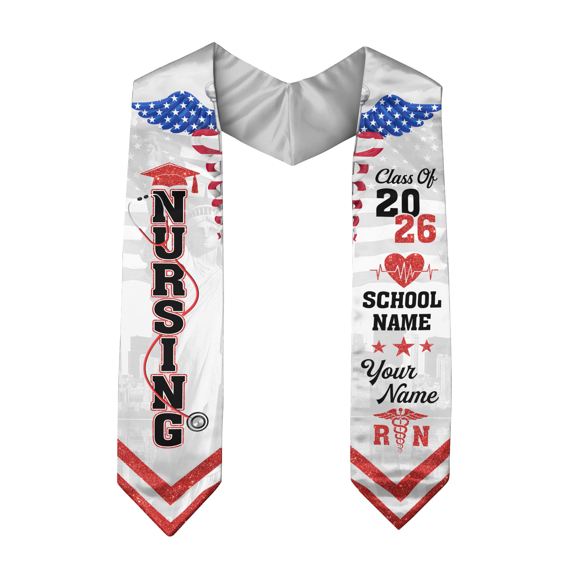 Customized Nursing Graduation Sash for RN Graduates, BSN Nurse Stole Class of 2026