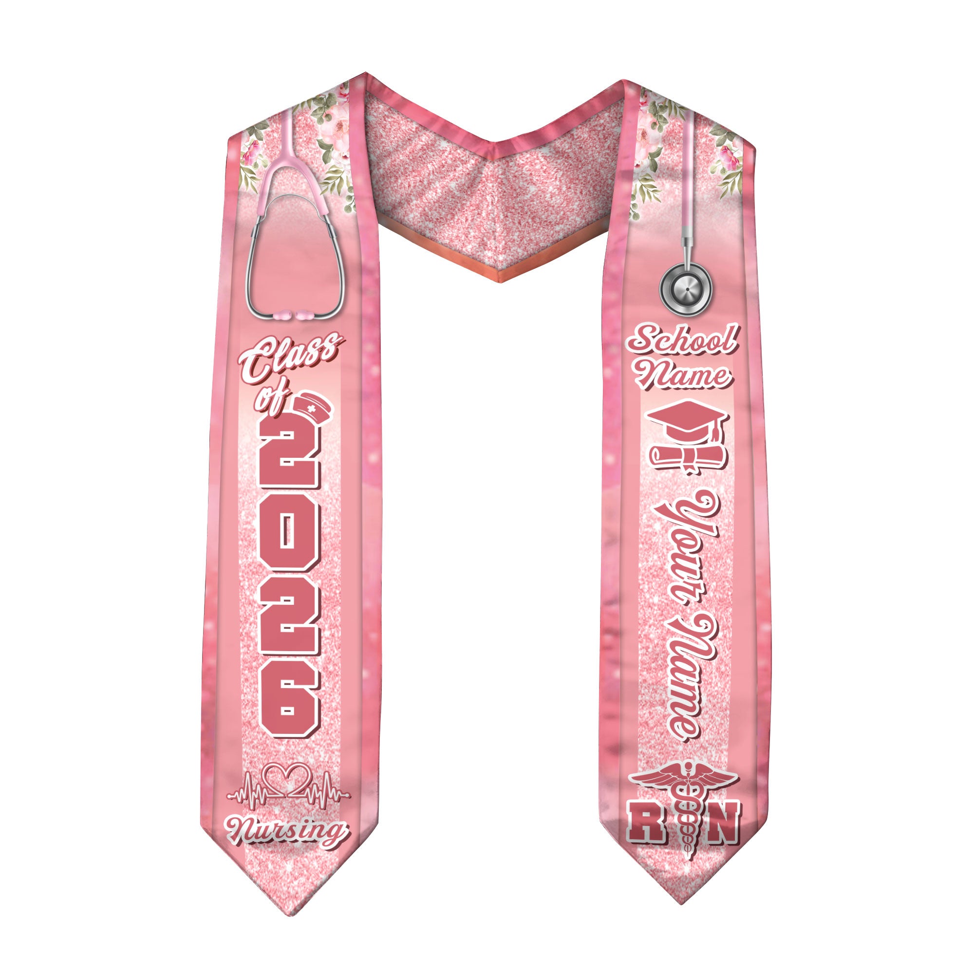 Customized RN and BSN Nursing Graduation Stole, Elegant Nurse Sash for Class of 2026