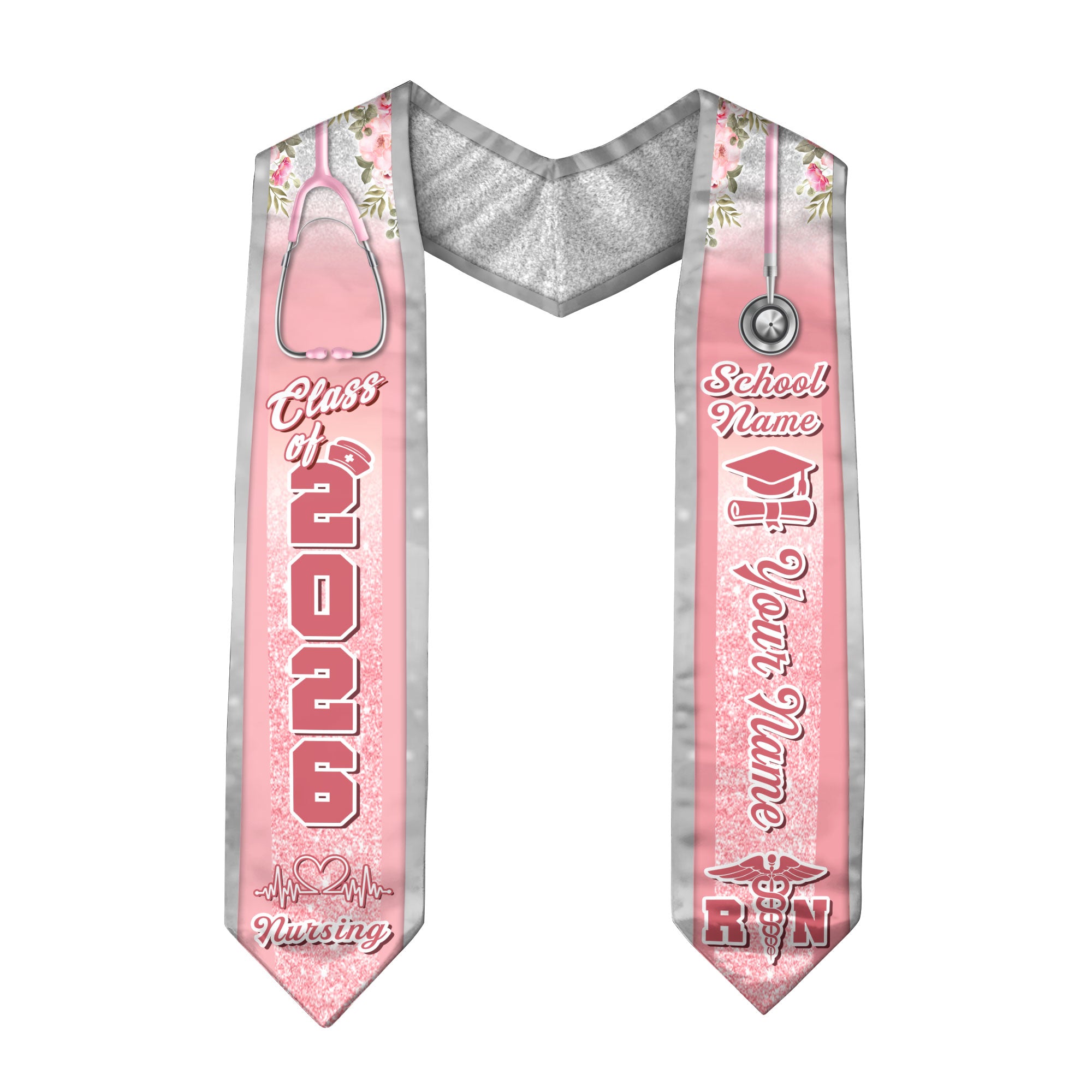 Customized RN and BSN Nursing Graduation Stole, Elegant Nurse Sash for Class of 2026
