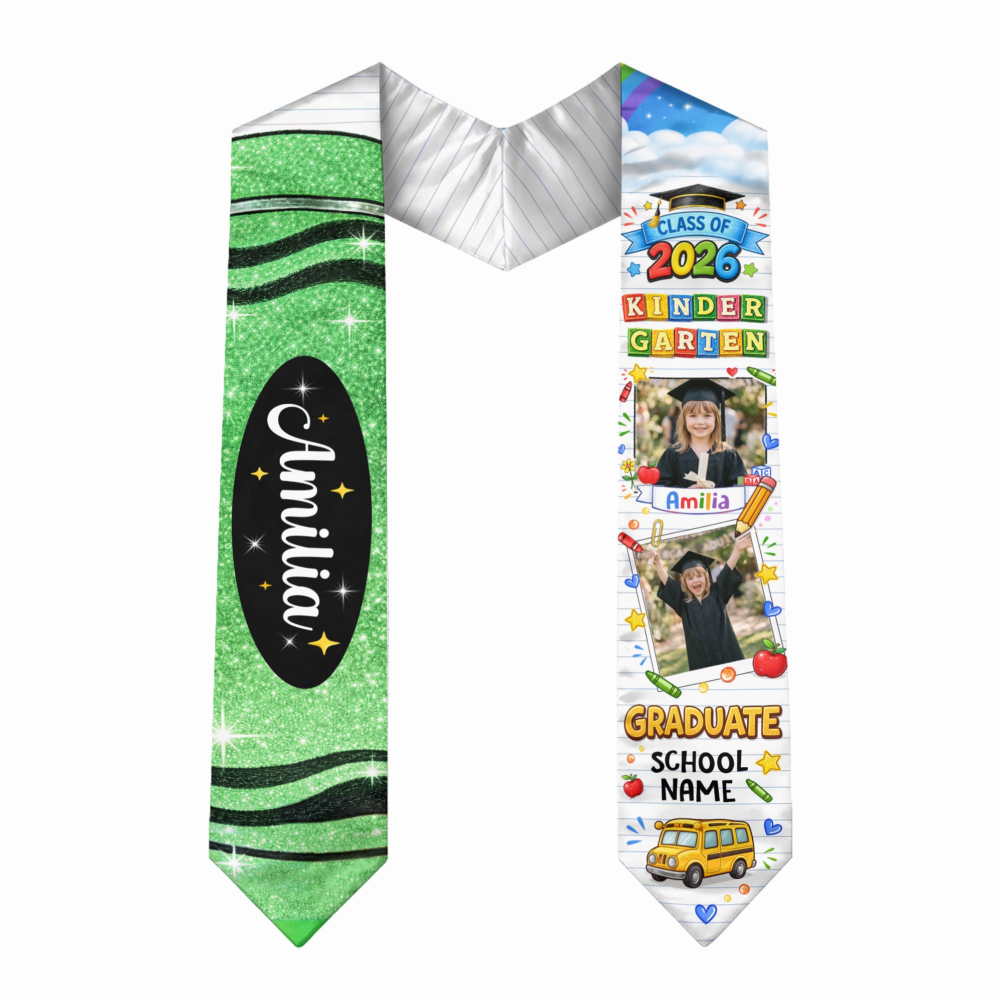 Custom Photo Graduation Stole for Kids - Personalized Class of 2026 Sash