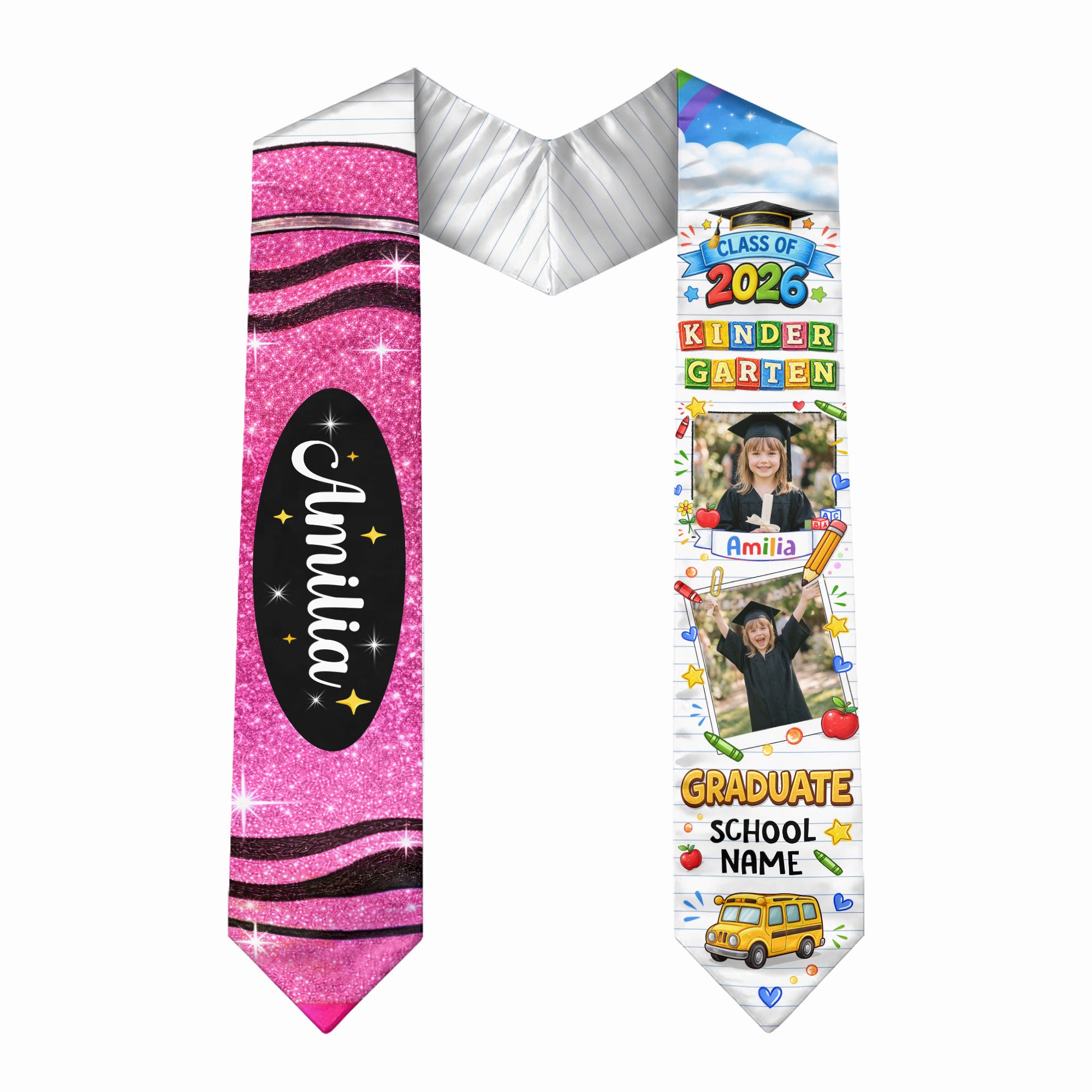 Custom Photo Graduation Stole for Kids - Personalized Class of 2026 Sash