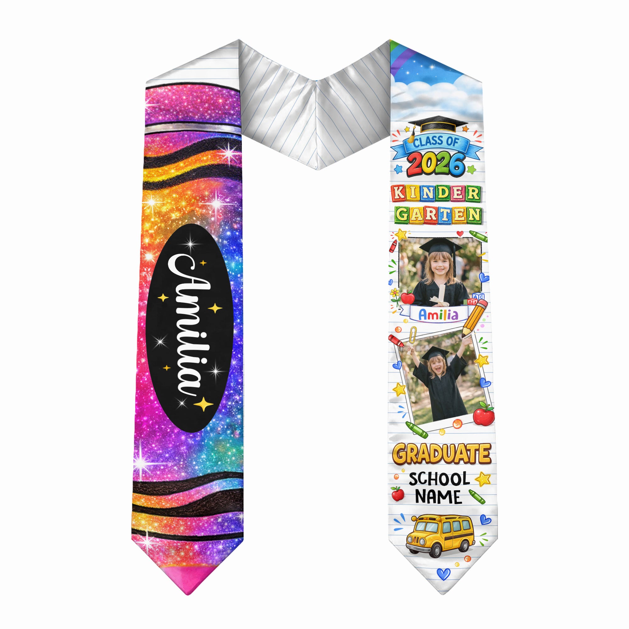 Custom Photo Graduation Stole for Kids - Personalized Class of 2026 Sash