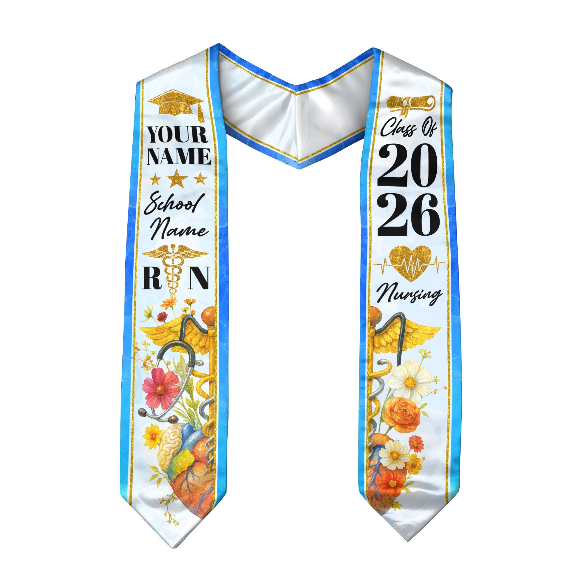 2026 Nursing Graduation Sash, Custom RN Nurse Stole, BSN Style for Class of 2026