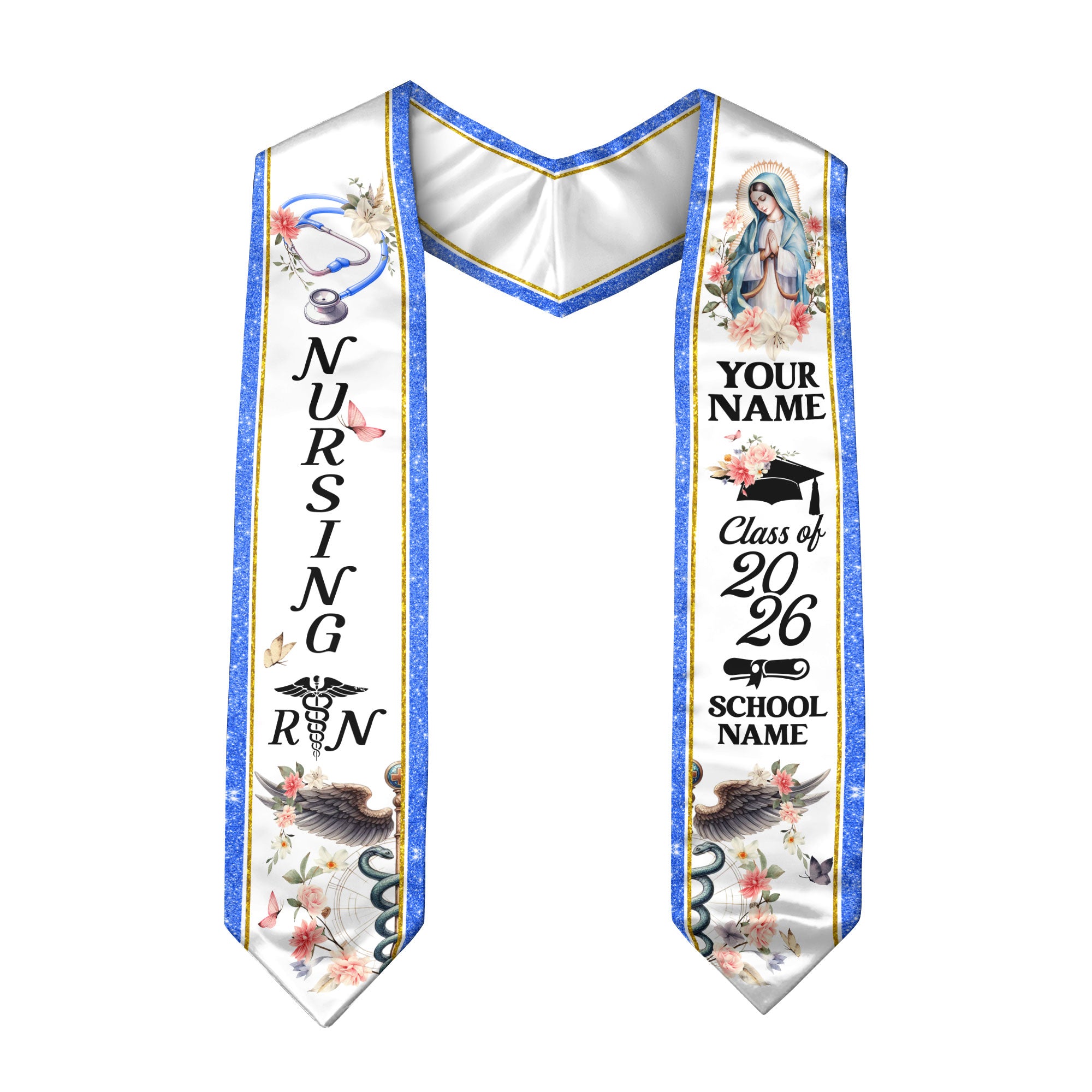Customized RN and BSN Graduation Stole, Nursing Graduation Sash for Class of 2026