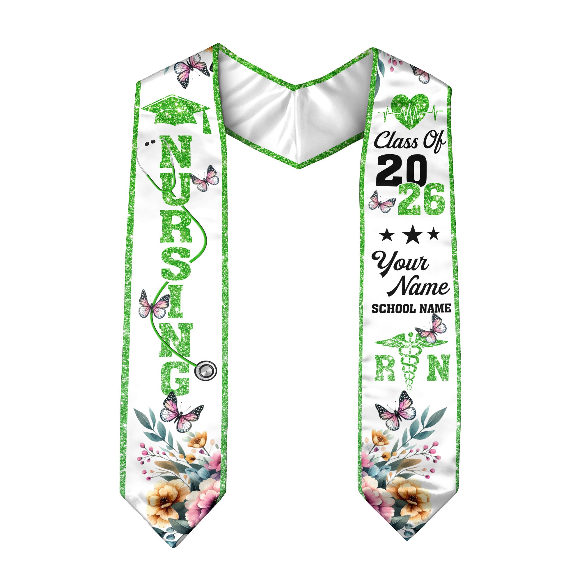 Customized RN Graduation Stole for Nursing School, BSN Nurse Graduation Sash 2026