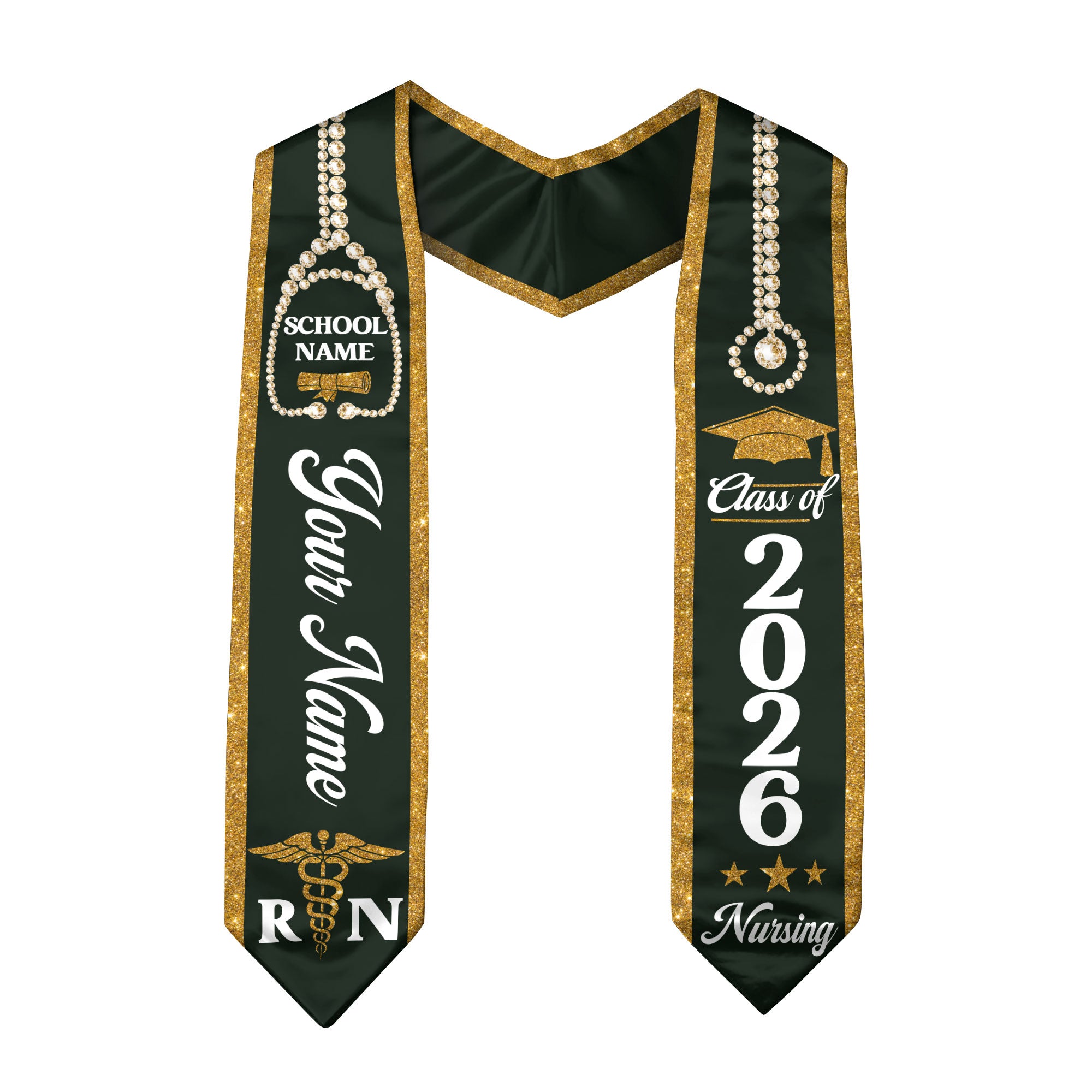 Customized RN Nurse Graduation Stole, BSN Nursing Graduation Sash for Class of 2026