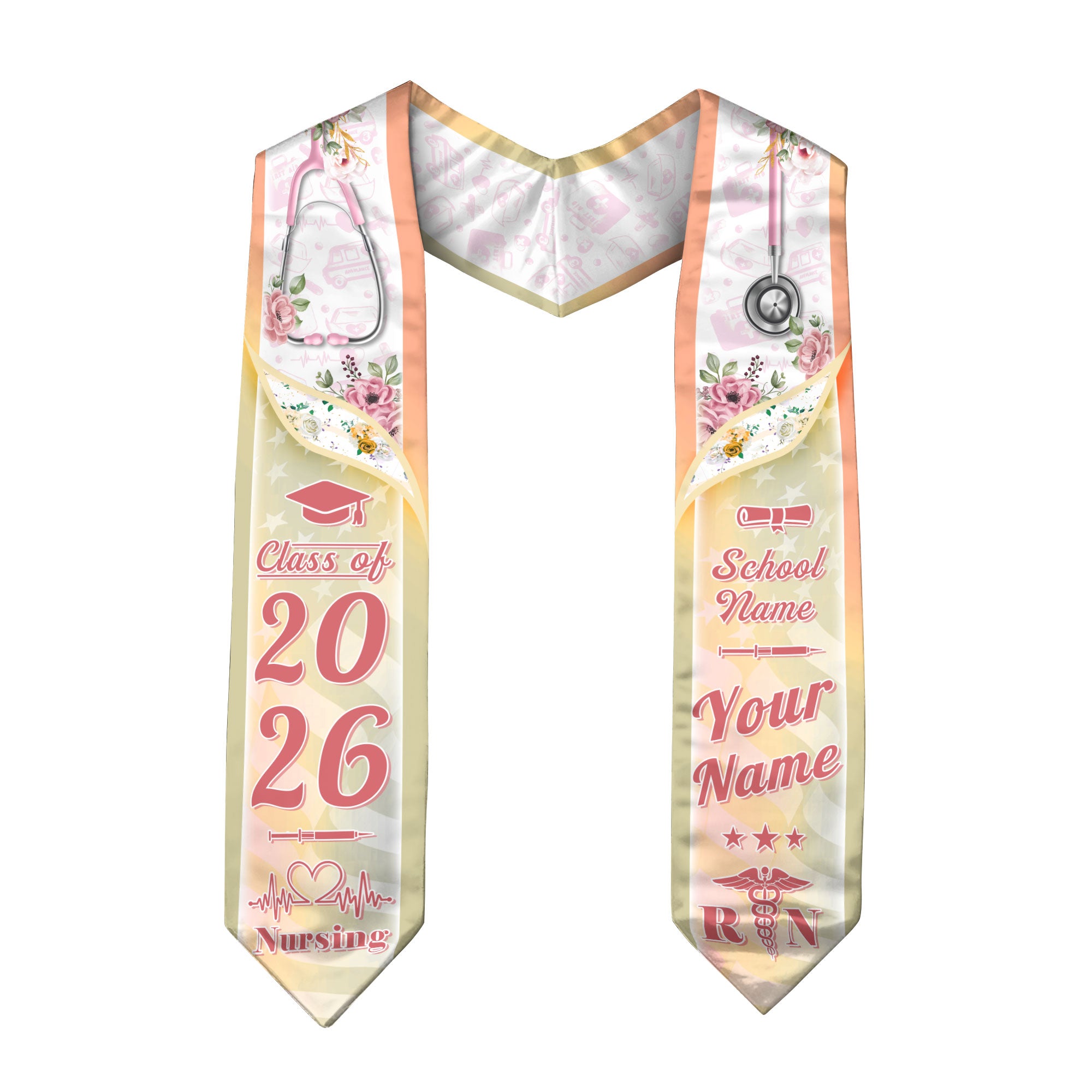 Customized Nursing Graduation Stole for Registered Nurses, BSN Celebration Sash 2026