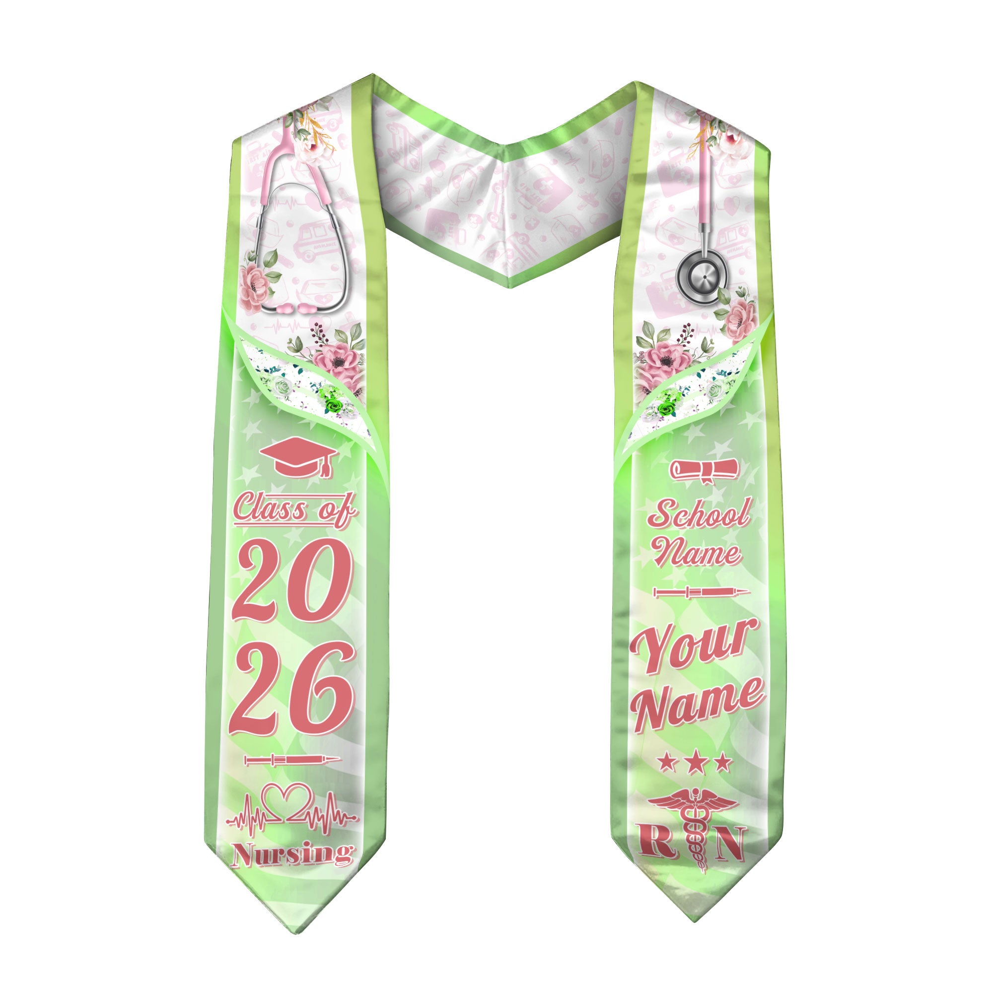 Customized Nursing Graduation Stole for Registered Nurses, BSN Celebration Sash 2026