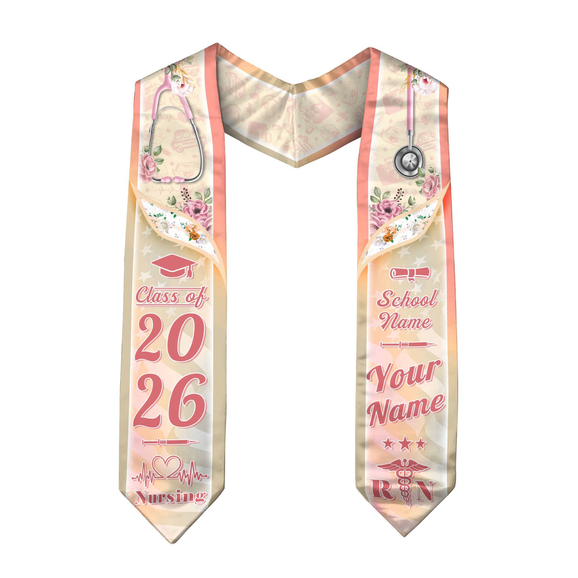 Customized Nursing Graduation Stole for Registered Nurses, BSN Celebration Sash 2026