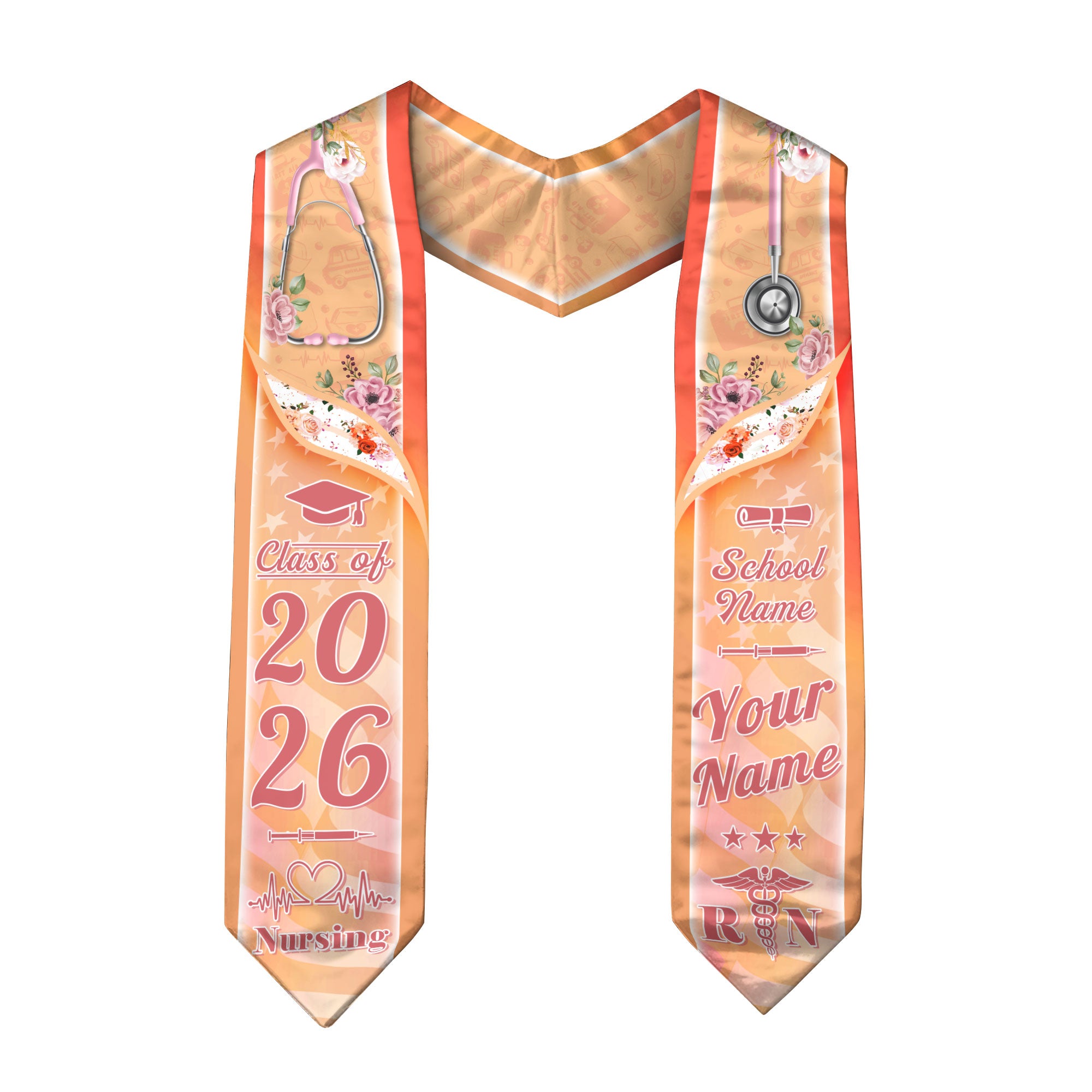 Customized Nursing Graduation Stole for Registered Nurses, BSN Celebration Sash 2026