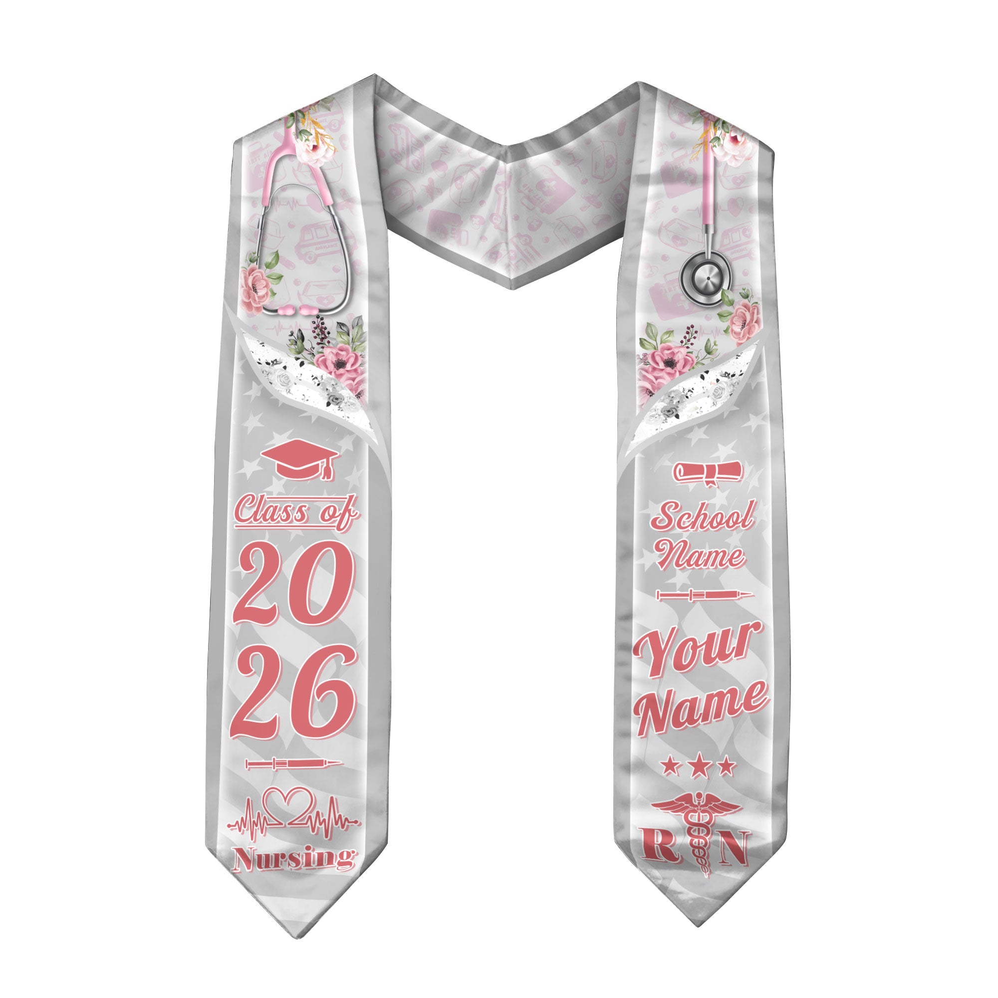 Customized Nursing Graduation Stole for Registered Nurses, BSN Celebration Sash 2026
