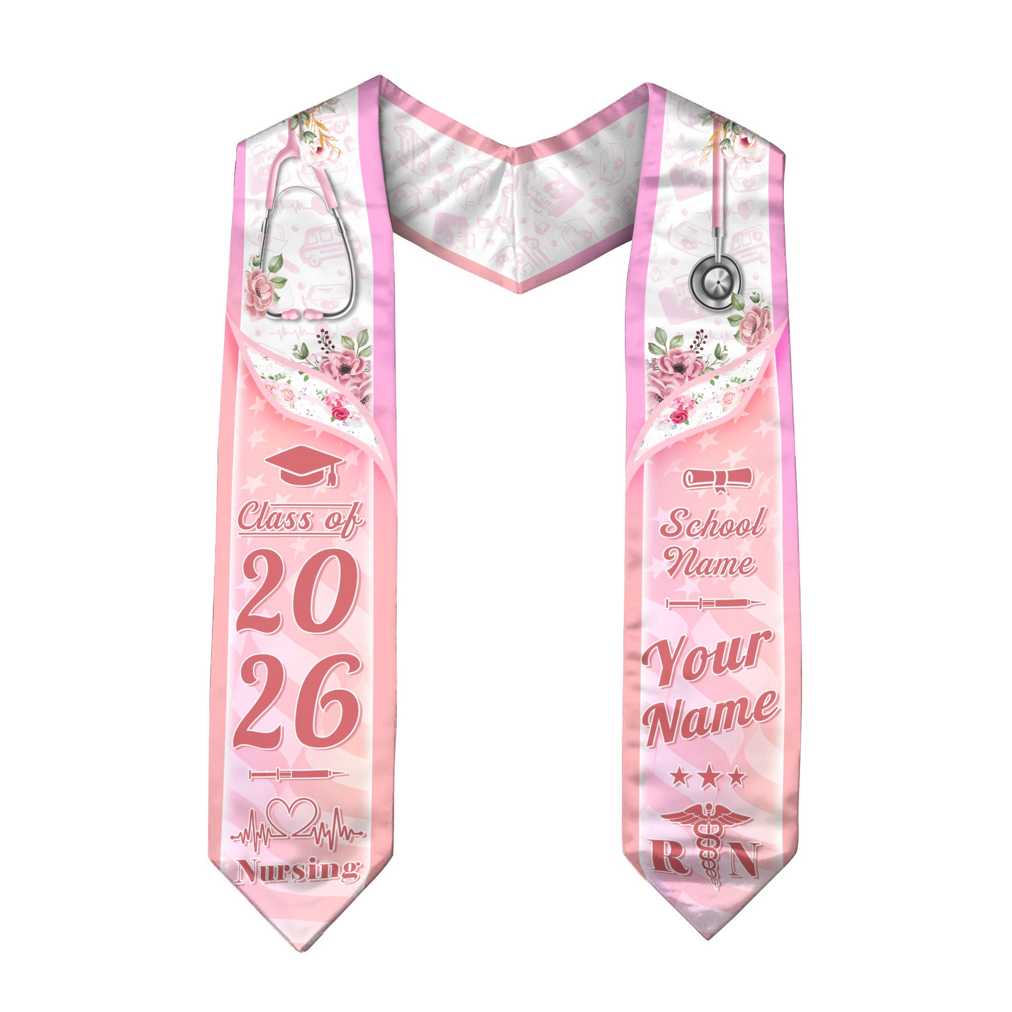 Customized Nursing Graduation Stole for Registered Nurses, BSN Celebration Sash 2026
