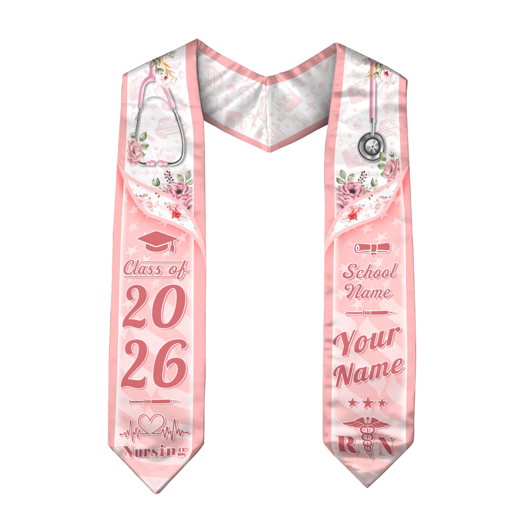Customized Nursing Graduation Stole for Registered Nurses, BSN Celebration Sash 2026