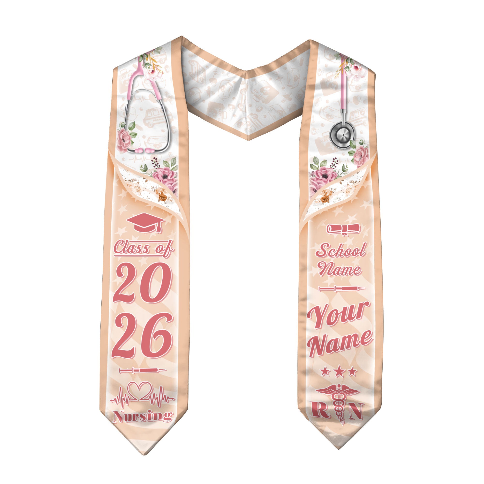 Customized Nursing Graduation Stole for Registered Nurses, BSN Celebration Sash 2026