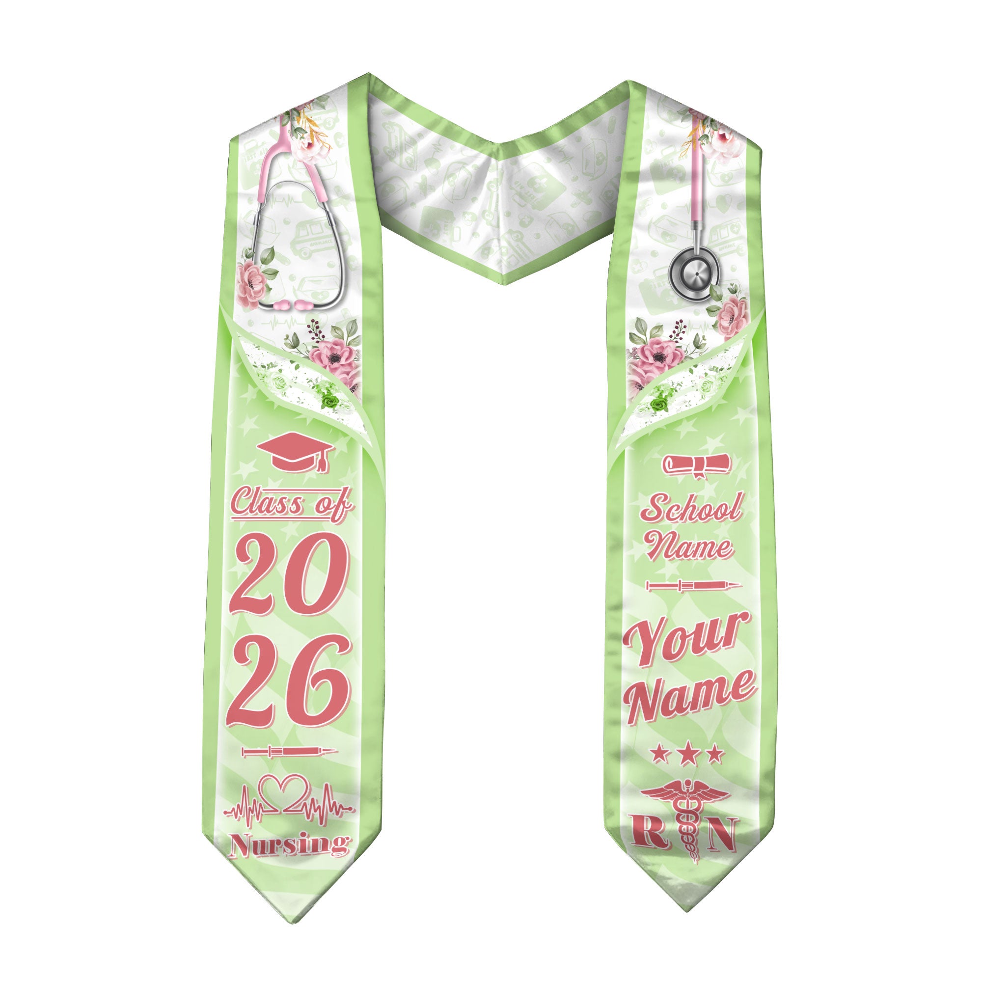 Customized Nursing Graduation Stole for Registered Nurses, BSN Celebration Sash 2026
